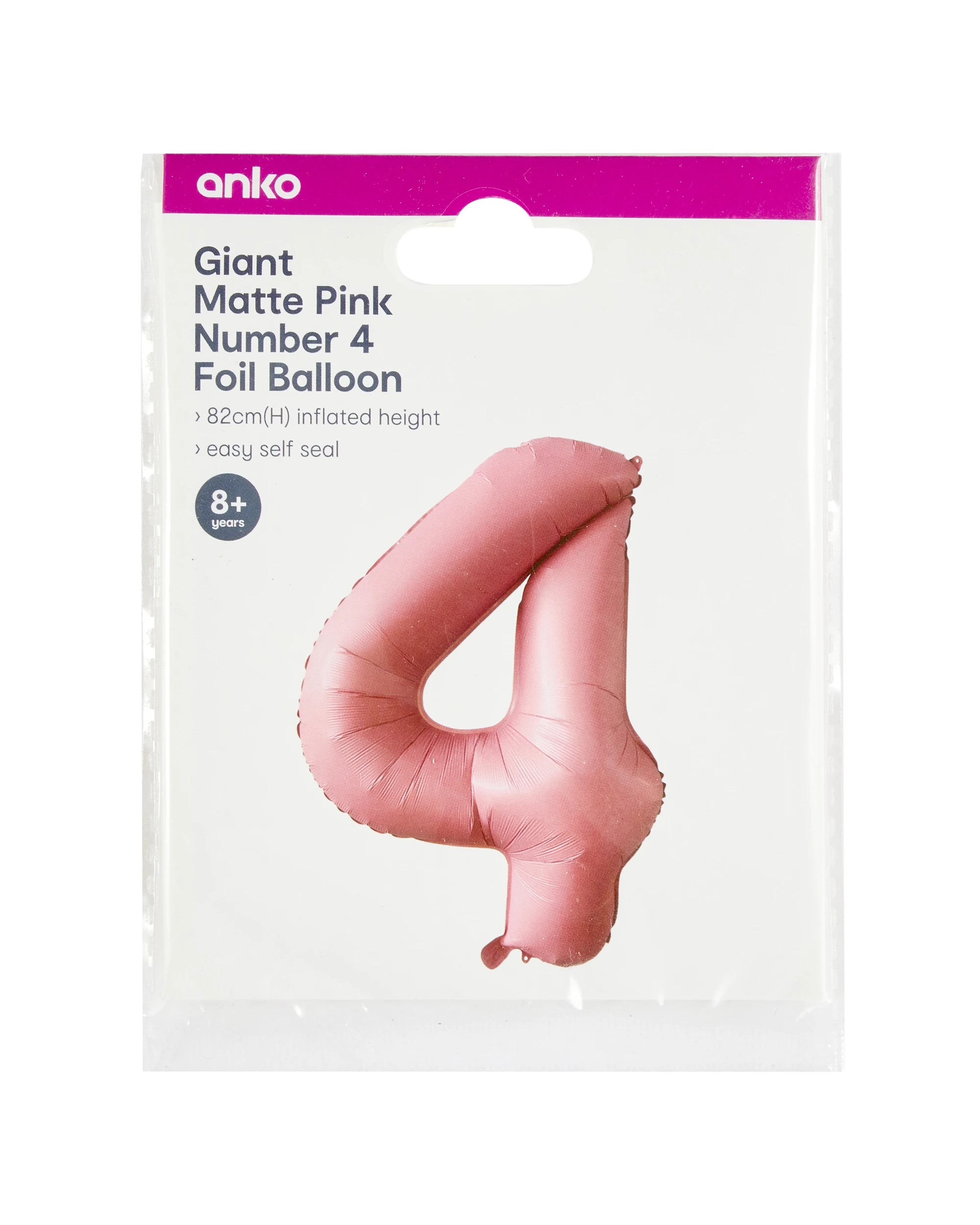 5 Giant Matte Pink Number 4 Foil Balloon, 5 of 5