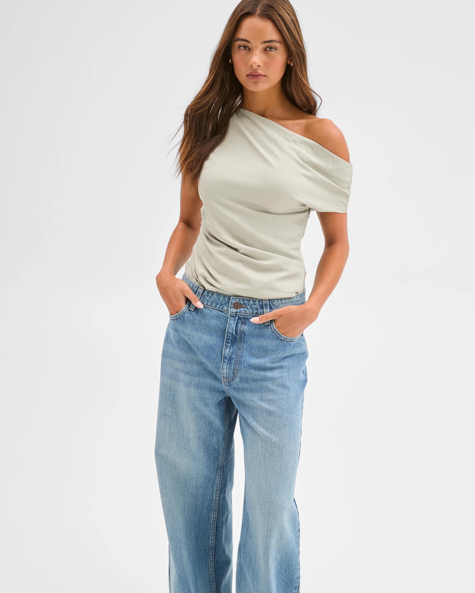 3 Lily Loves Denim Mid Rise Baggy Leg Jeans TYRA BLUE, 3 of 7
