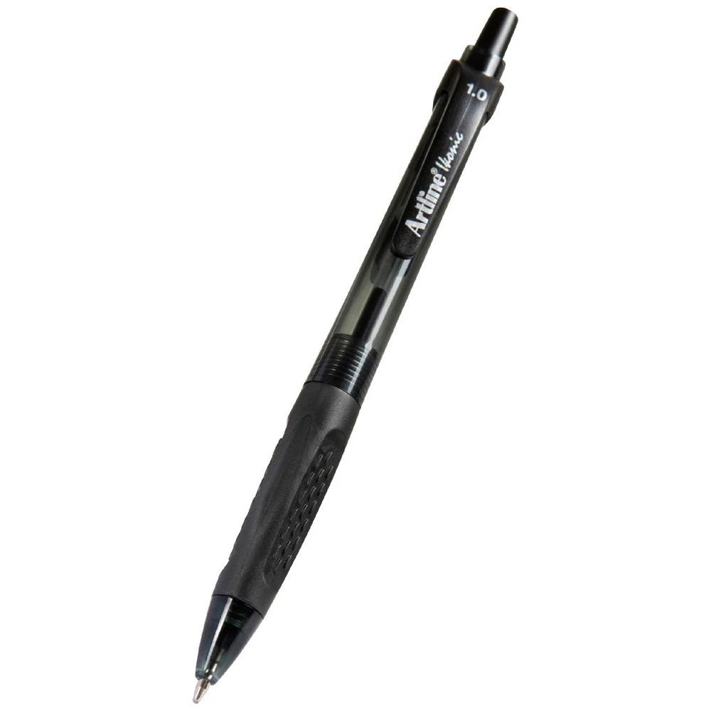 2 Artline Ikonic Retractable Ballpoint Pen Black 3 Pack, 2 of 3