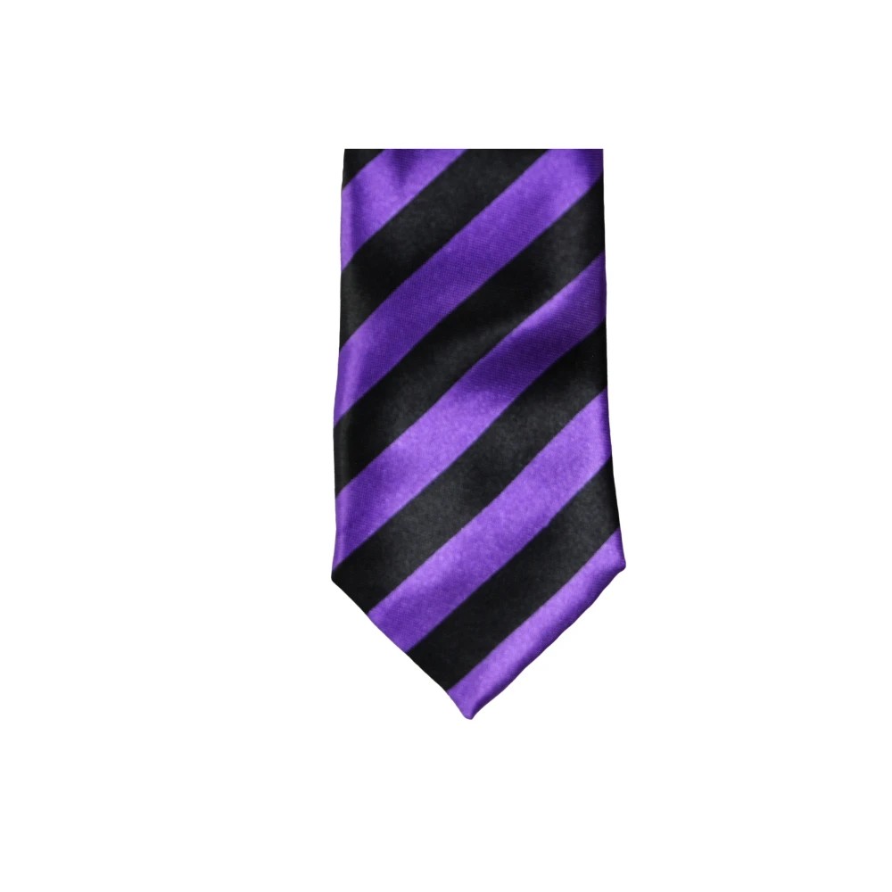 3 Zasel Mens Purple & Black Thick Striped 5cm Skinny Neck Tie - Multi, 3 of 4
