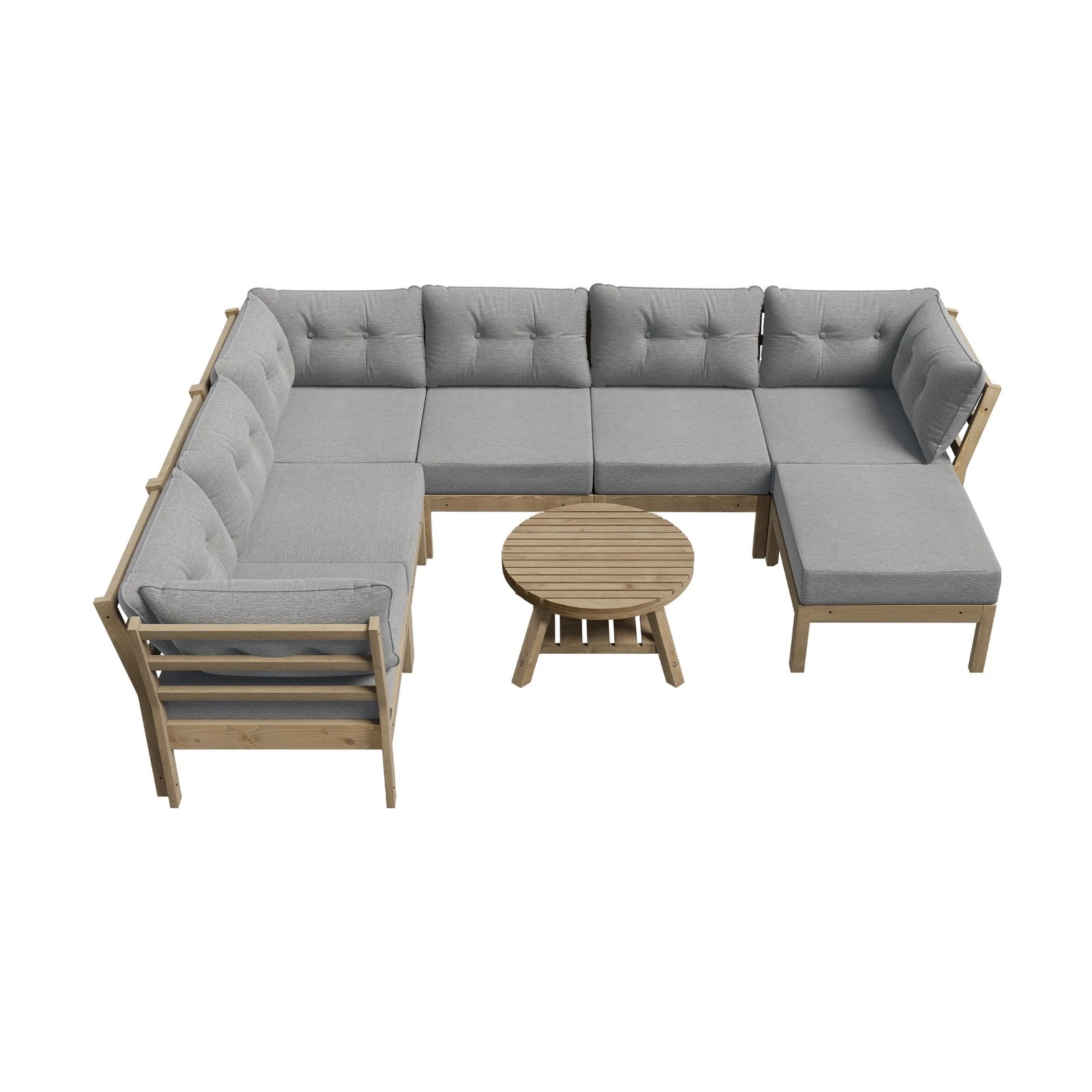 8 Livsip 8PCS Outdoor Sofa Set Lounge Setting Patio Furniture - Grey, 8 of 10