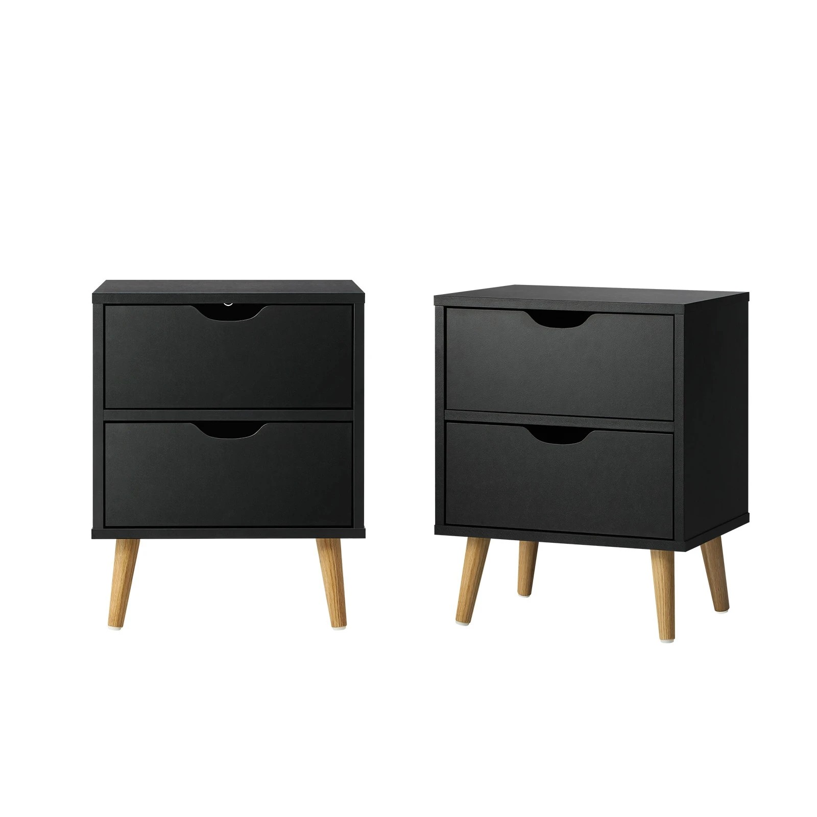 1 Oikiture 2 X Bedside Tables Side Table Bedroom Furniture - Black, 1 of 10