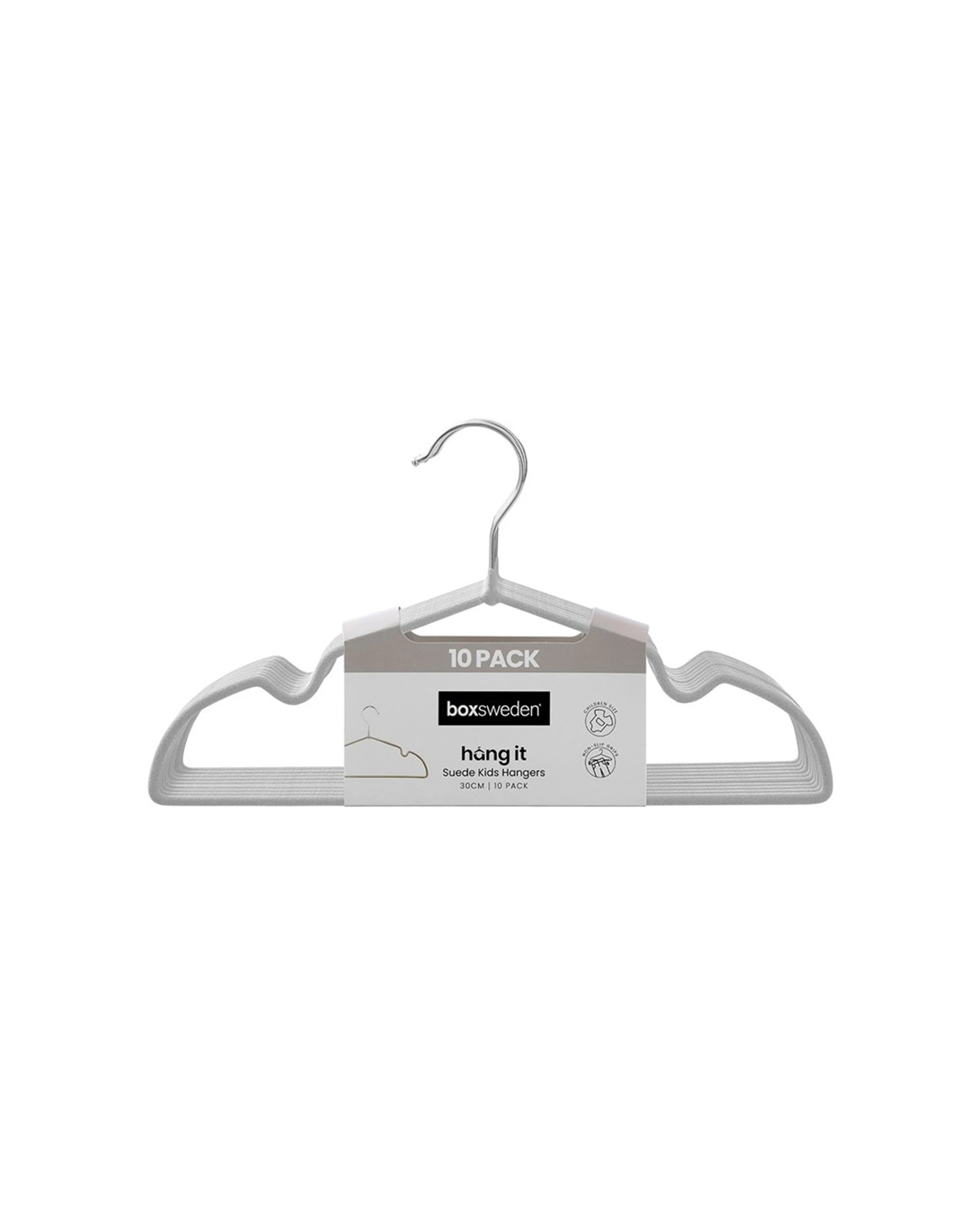 2 Boxsweden 6x 10PK Hangit Suede Kids Wardrobe Clothes Hangers 30cm - Grey, 2 of 6
