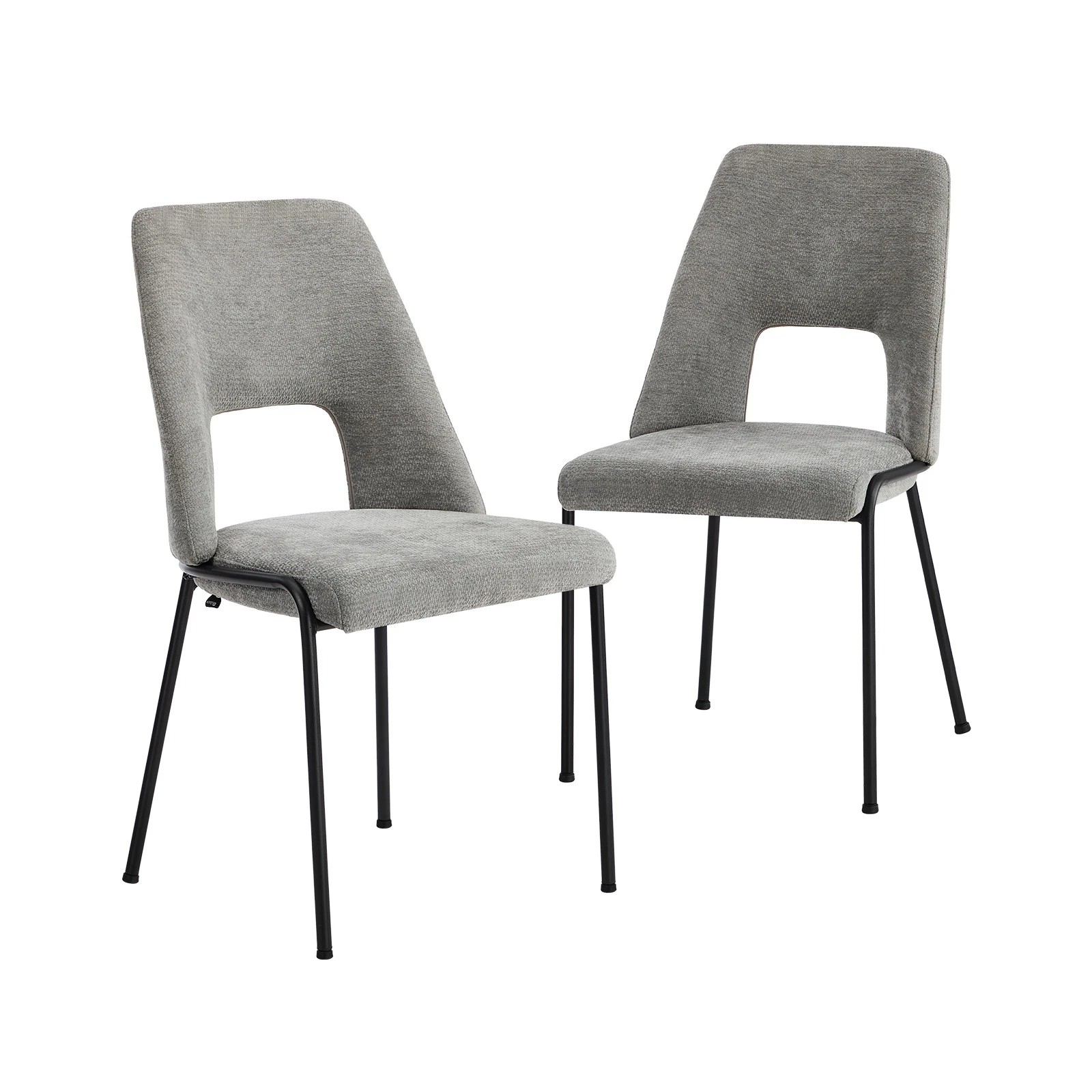 1 Oikiture 2x Dining Chairs Chenille Fabric Kitchen Side Chair - Grey, 1 of 9