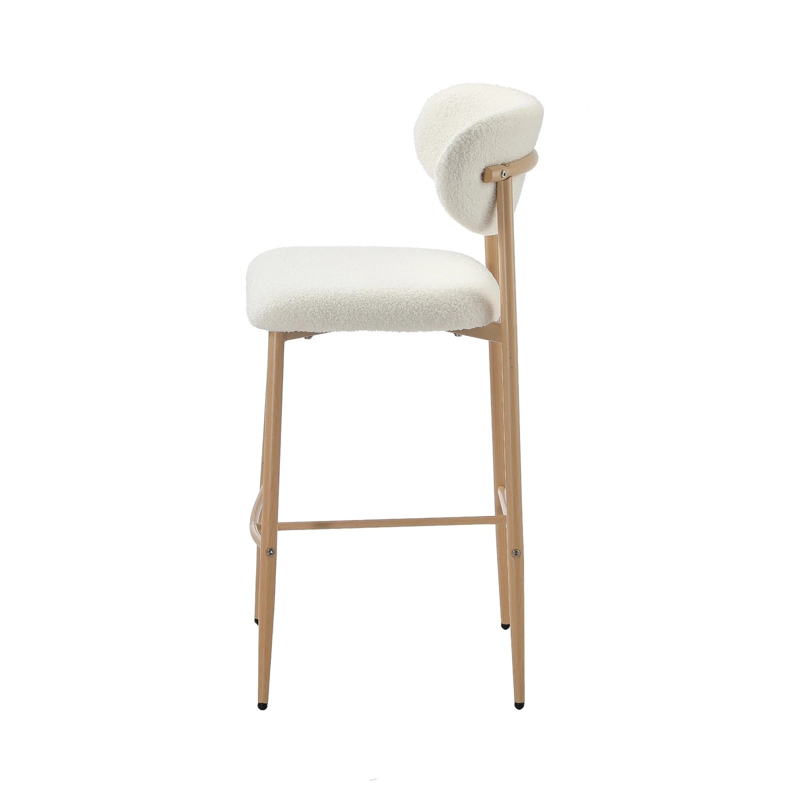 7 Oikiture 2x Bar Stools Kitchen Stool Counter Chair Boucle Fabric
 - Natural, 7 of 10