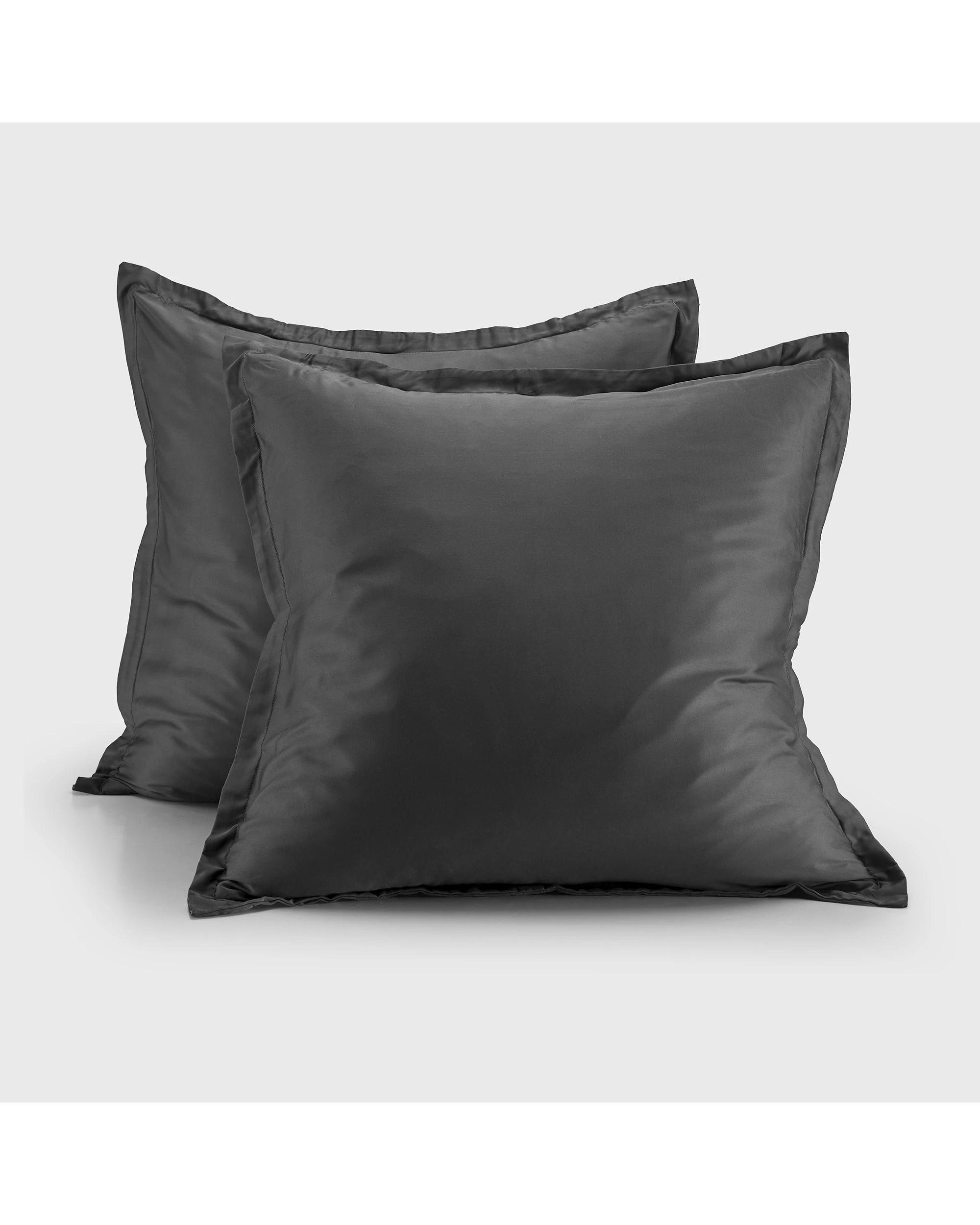 2 Natural Home 400TC 100% Bamboo Sateen Tailored European Pillowcase Twin Pack - Charcoal, 2 of 5