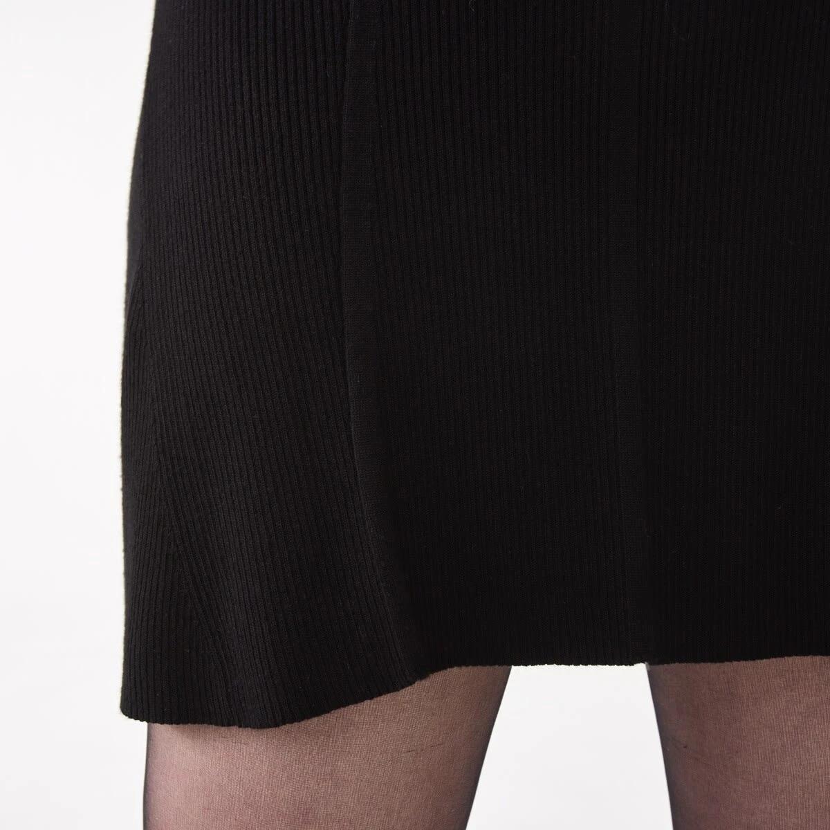 8 Long Sleeve Scoop Knit Skater Mini Dress Black, 8 of 10
