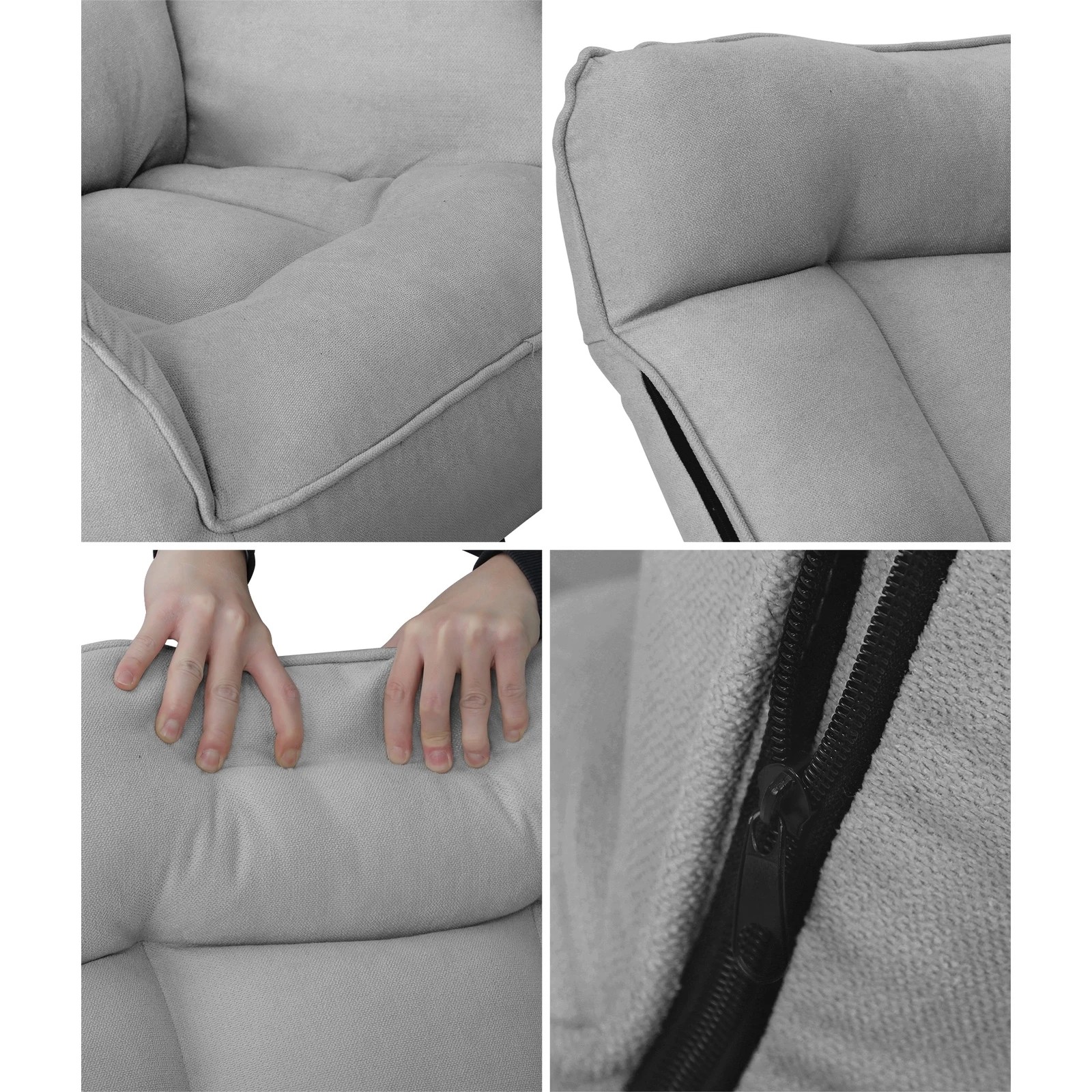 7 Oikiture 2x 360 Swivel Recliner Armchair Lounge Ottoman Chair With Stool - Grey, 7 of 10