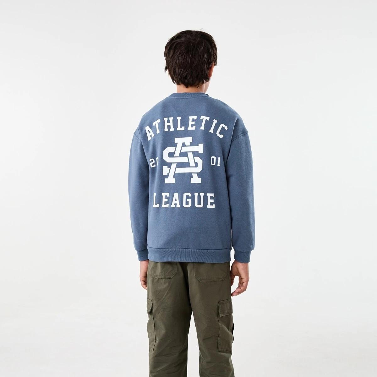 2 Oversized Graphic Crew Neck Sweatshirt Blu Athlet, 2 of 9