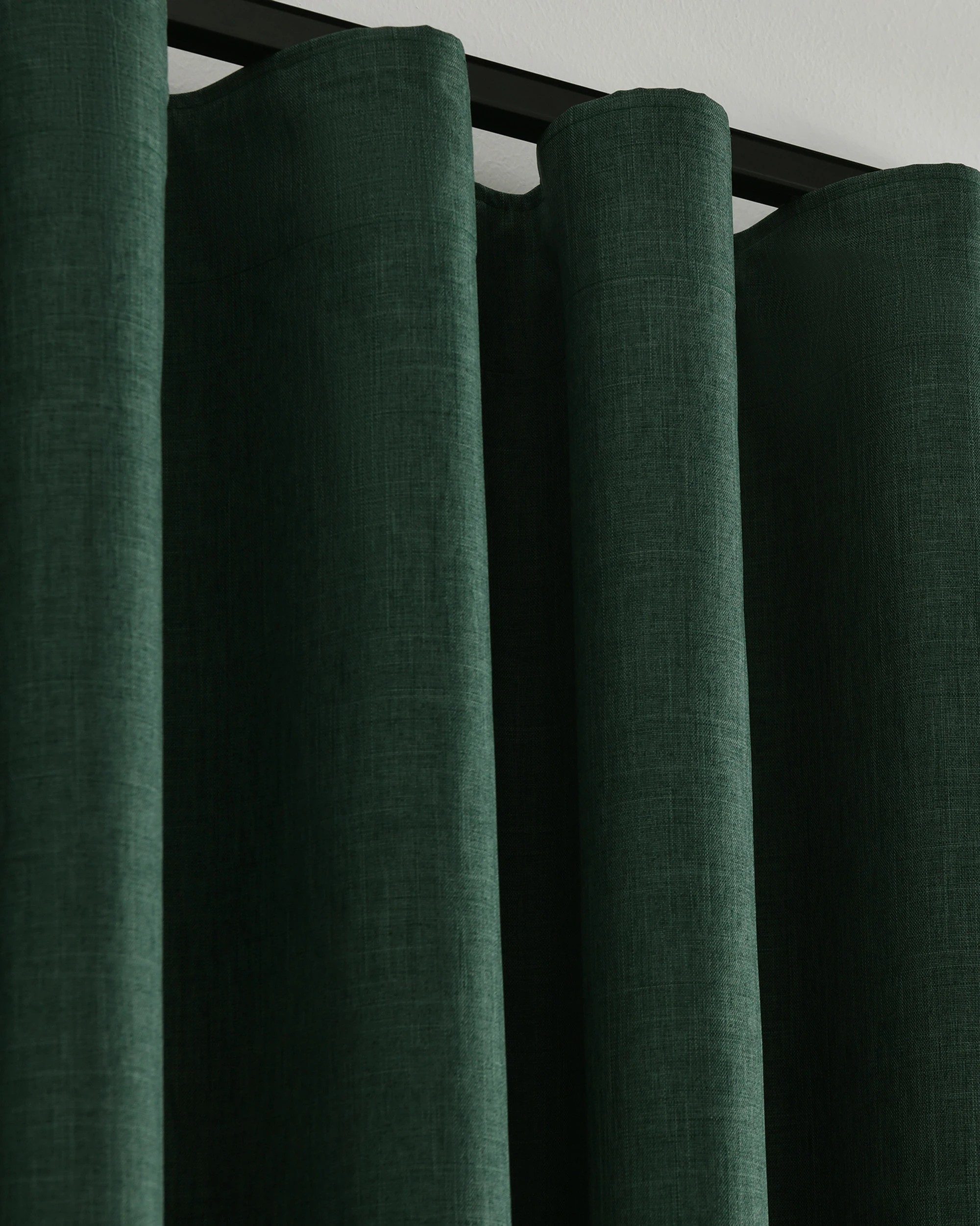 3 Sherwood Alva Faux Linen Blockout S-Fold Curtain 385x280cm - Fits 220cm Track - Forest Green, 3 of 7