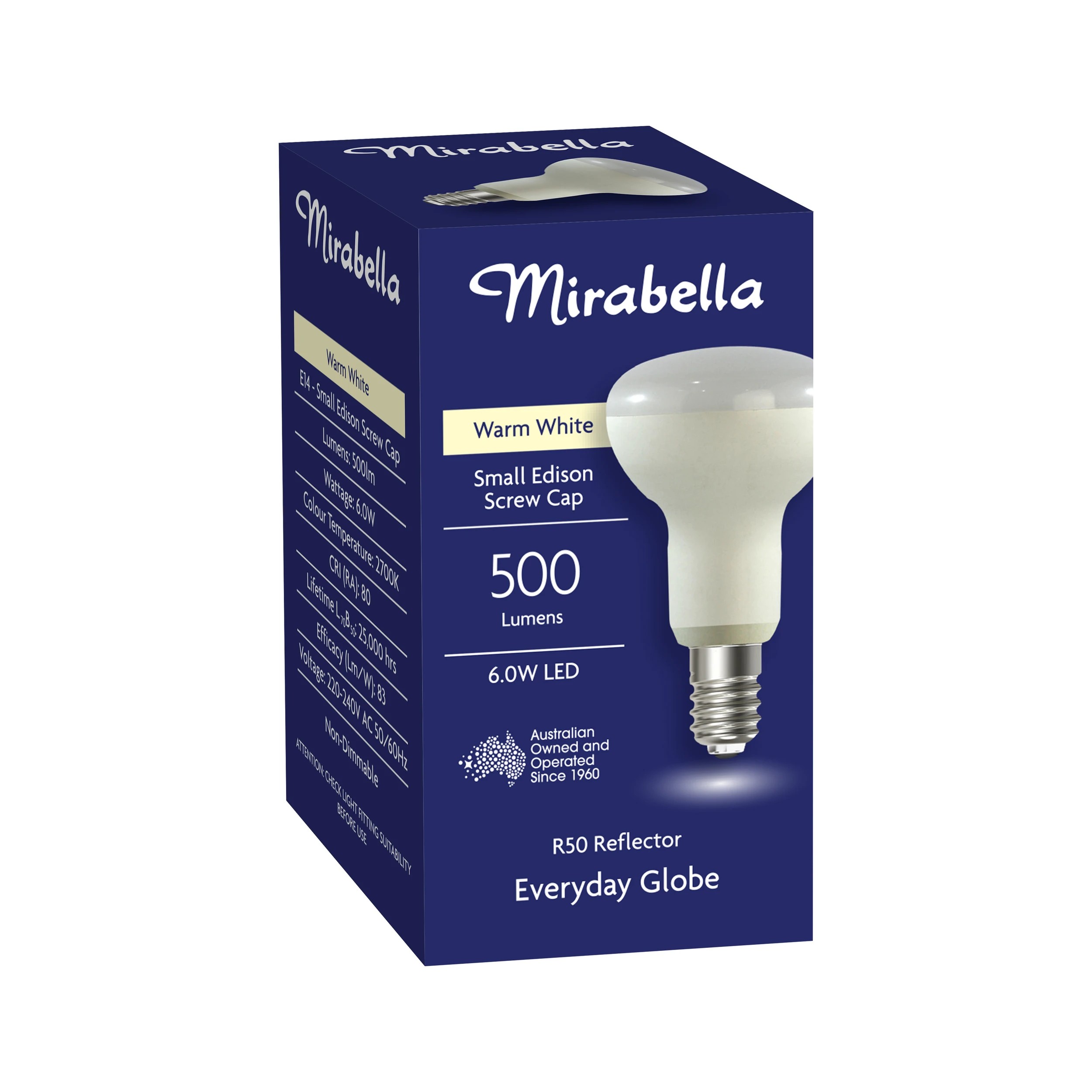 6 Mirabella LED SES 6W 2700K Warm White R50 Reflector Everyday Globe, 6 of 6