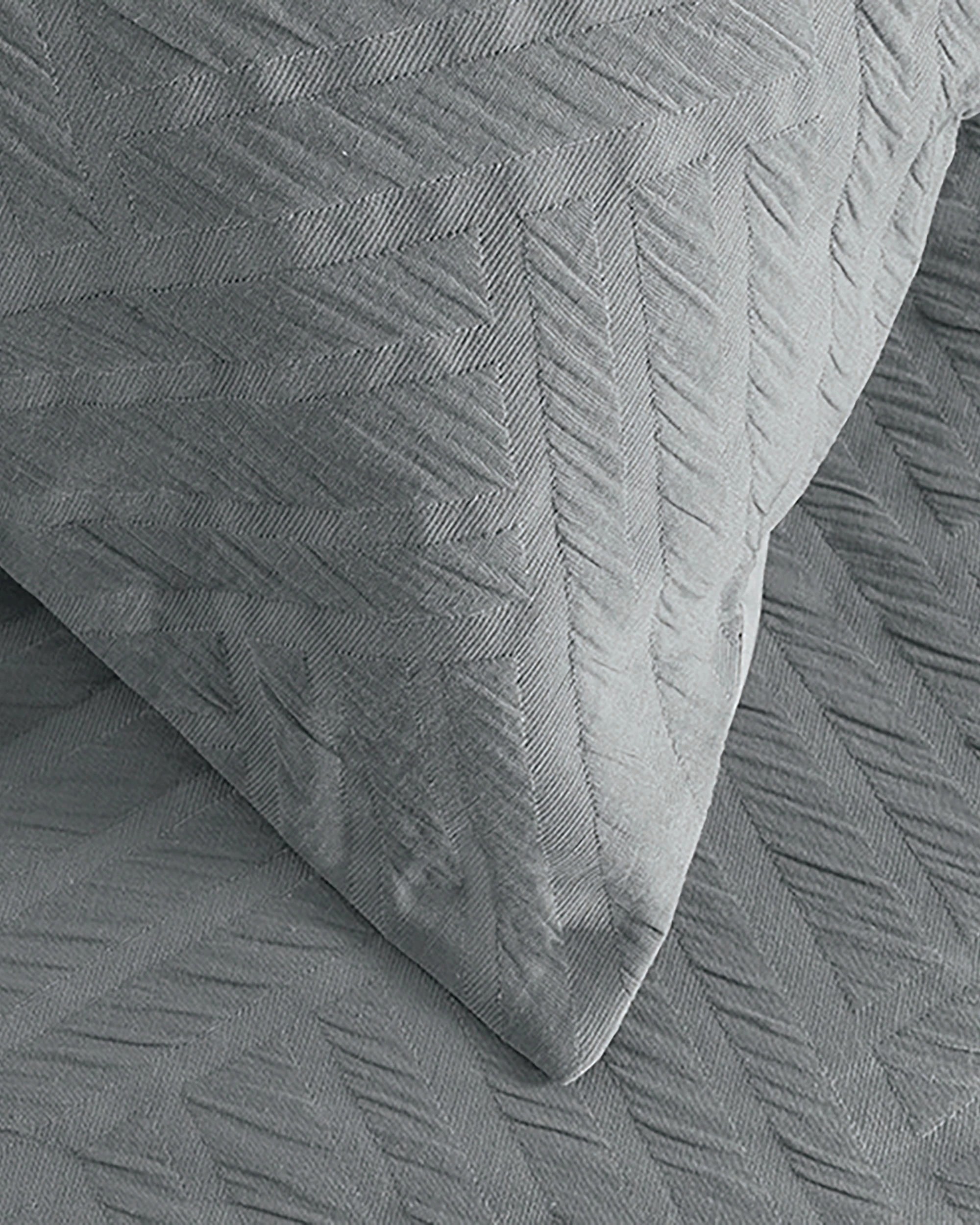 4 Bambury Panama Jacquard Cotton-Polyester Blend  Easy Care Machine Washable  Quilt Cover Set  Steel - Queen Bed - Grey, 4 of 4