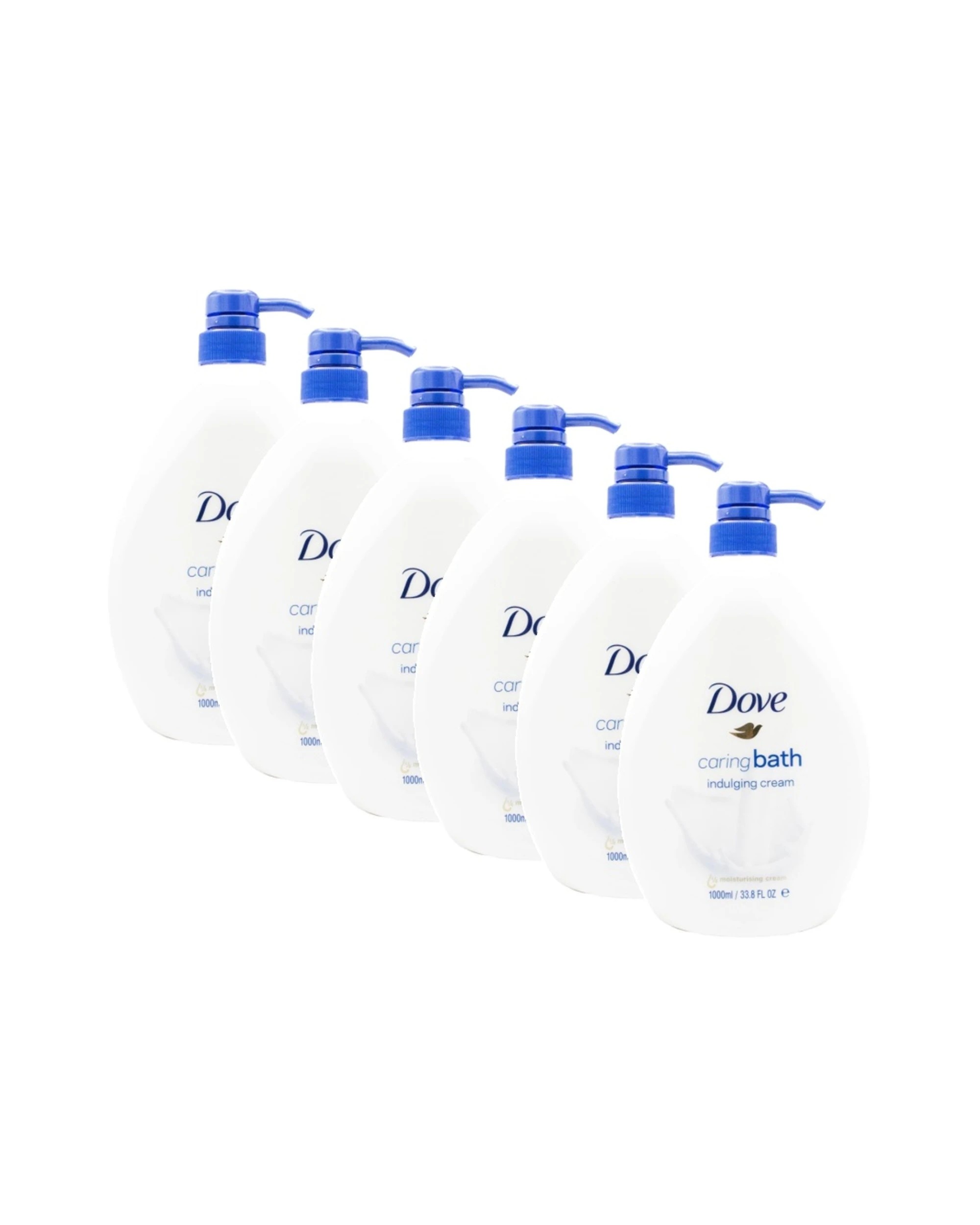 1 Dove 6pk Caring Bath Indulging Moisturising Body Wash Sealed Pump Bottles 1000ml - White, 1 of 3