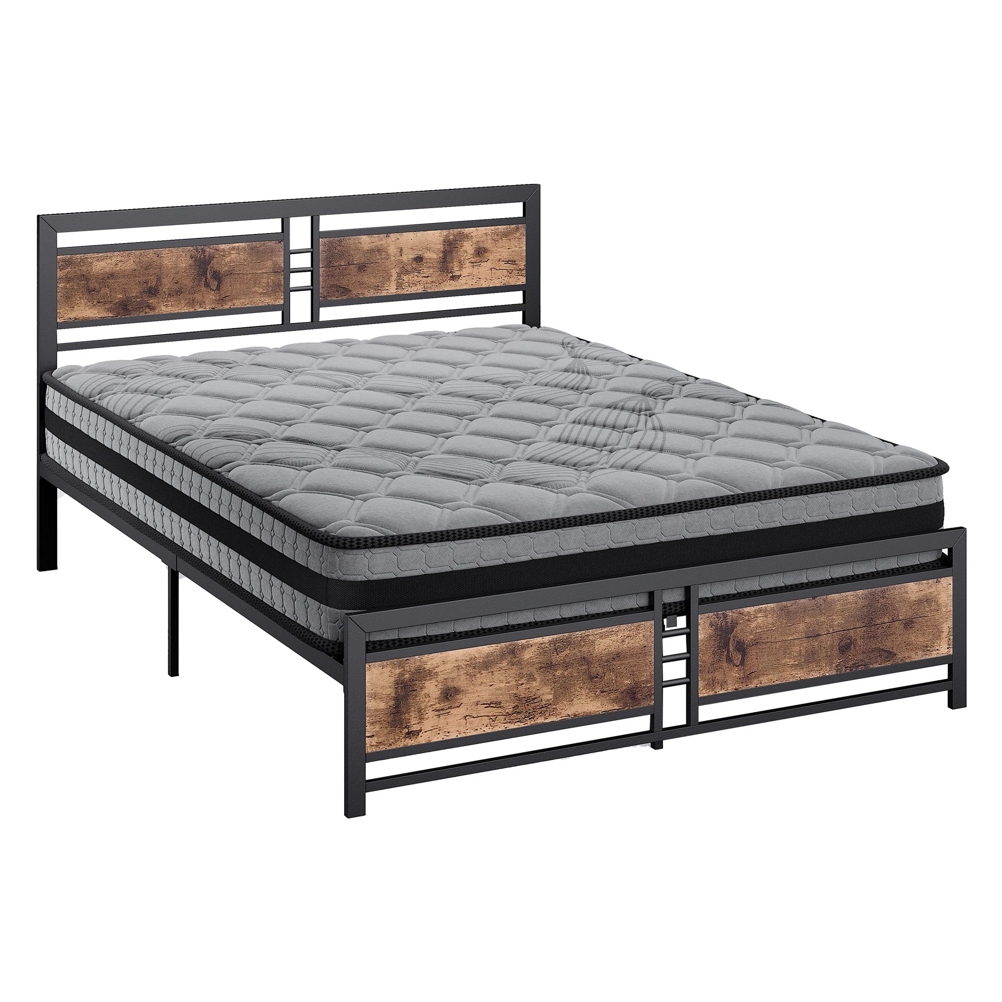 1 Metal Bed Frame Mattress Base Set Wood King Double Queen Pocket Spring HD Foam Q, 1 of 7