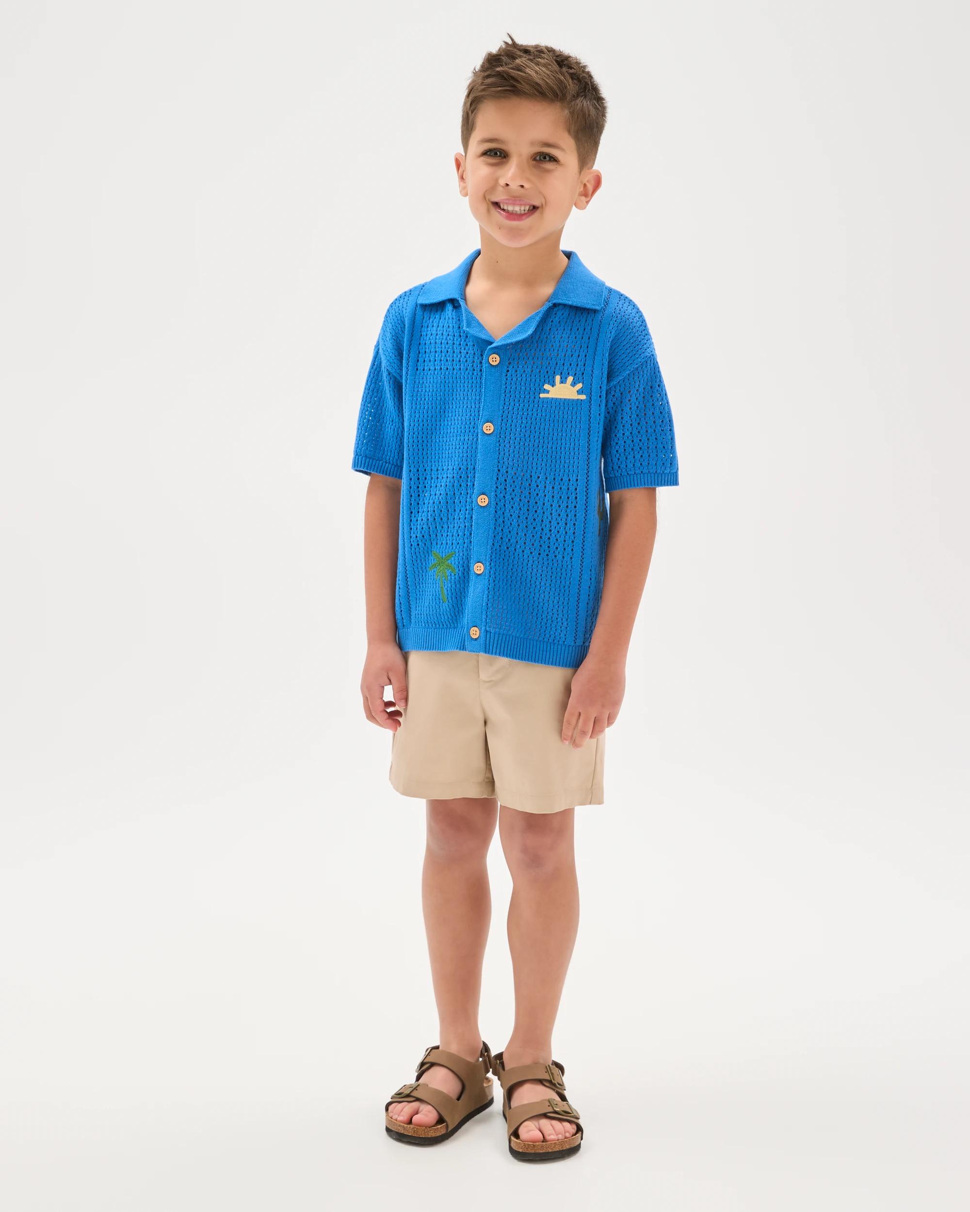 1 Target Kids Australian Cotton Short Sleeve Knit Embroidered Shirt BLUE, 1 of 6