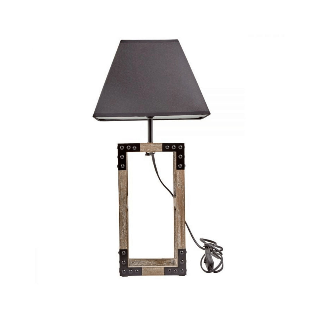 6 BR Home Wooden Table Lamp with Modern Rustic Geo Industrial Design, 6 of 8