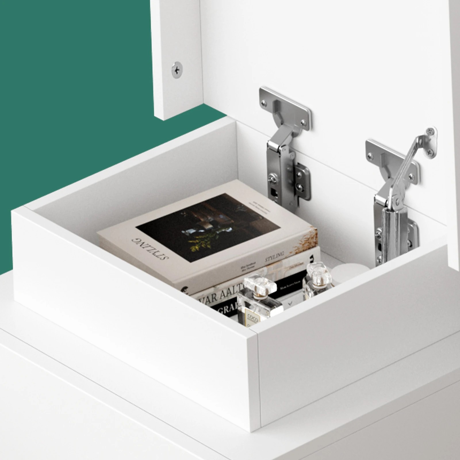 10 Alfordson Bedside Table RGB LED Nightstand 3 Drawers 4 Side High Gloss - White, 10 of 10
