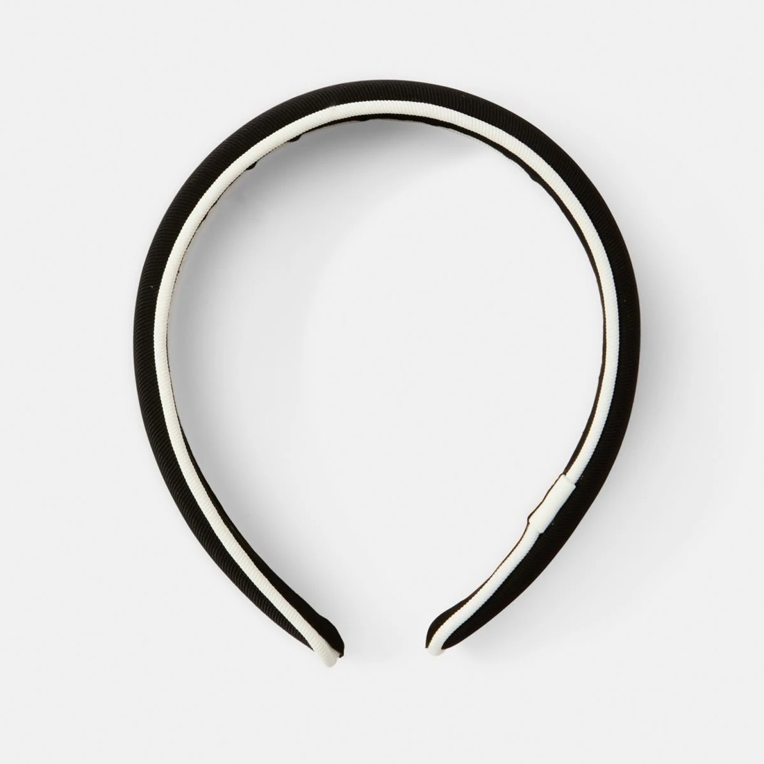 2 Contrast Satin Trim Headband - Black and White, 2 of 6