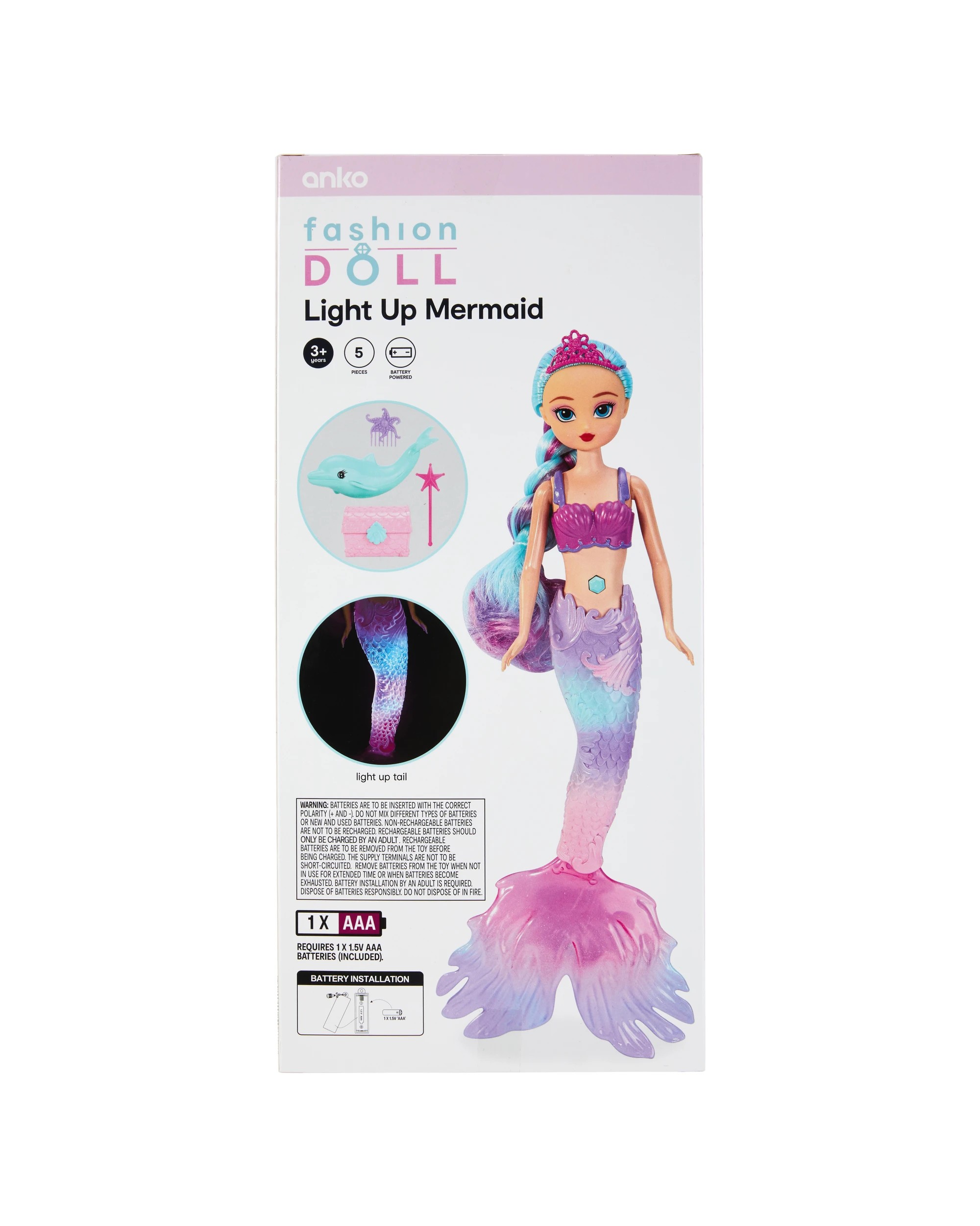 8 5 Piece Light Up Mermaid Fashion Doll, 8 of 8