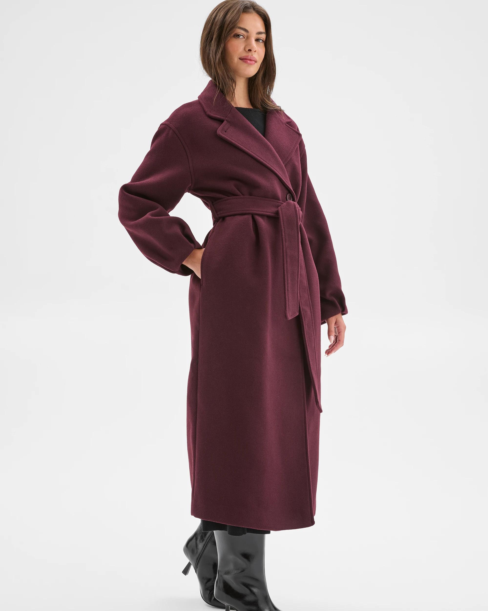 2 Target Petites Petites Long Sleeve Wrap Coat PINOT BURGUNDY, 2 of 8