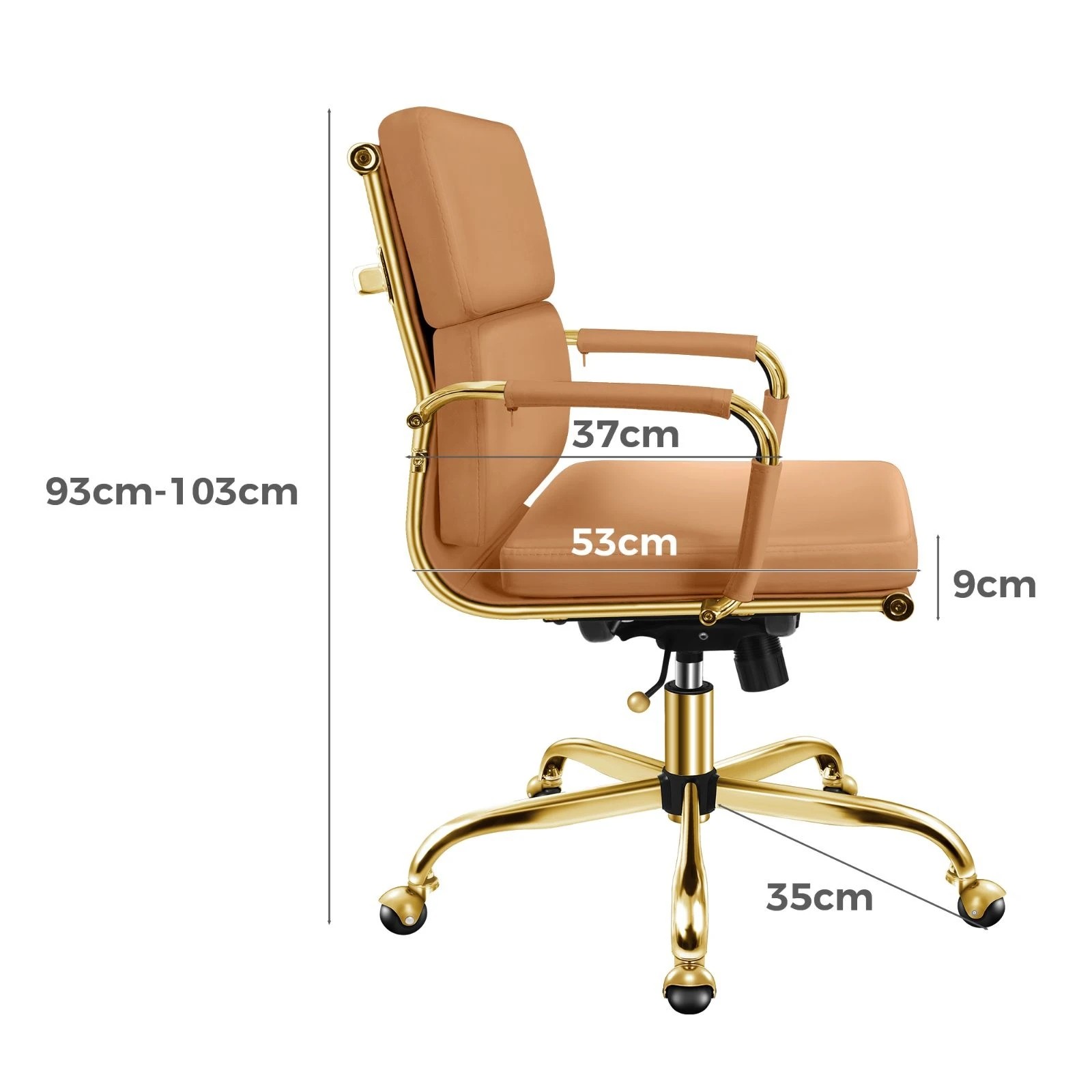 9 Alfordson Office Chair Ergonomic Paddings Executive Computer Seat Mid Back - Brown, 9 of 10