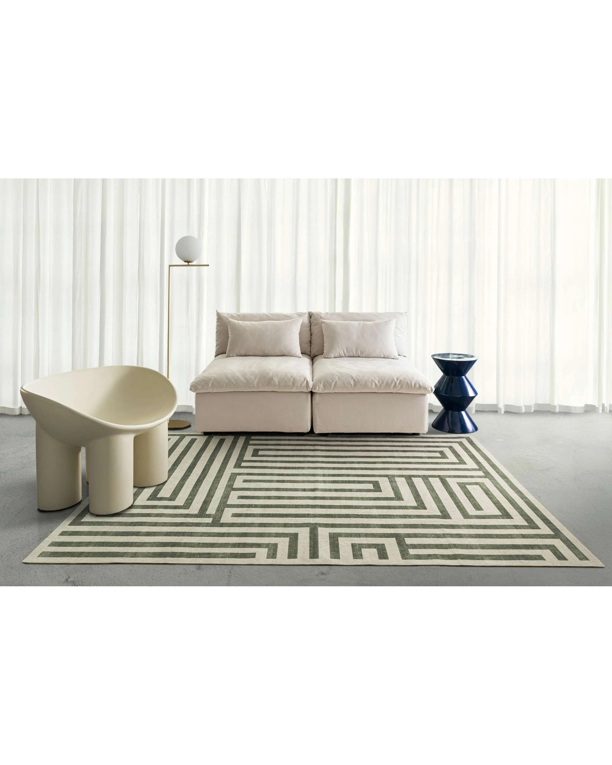 2 Loopsie Waimea Geometric Washable Rug-230cm x 160cm - Green, 2 of 8