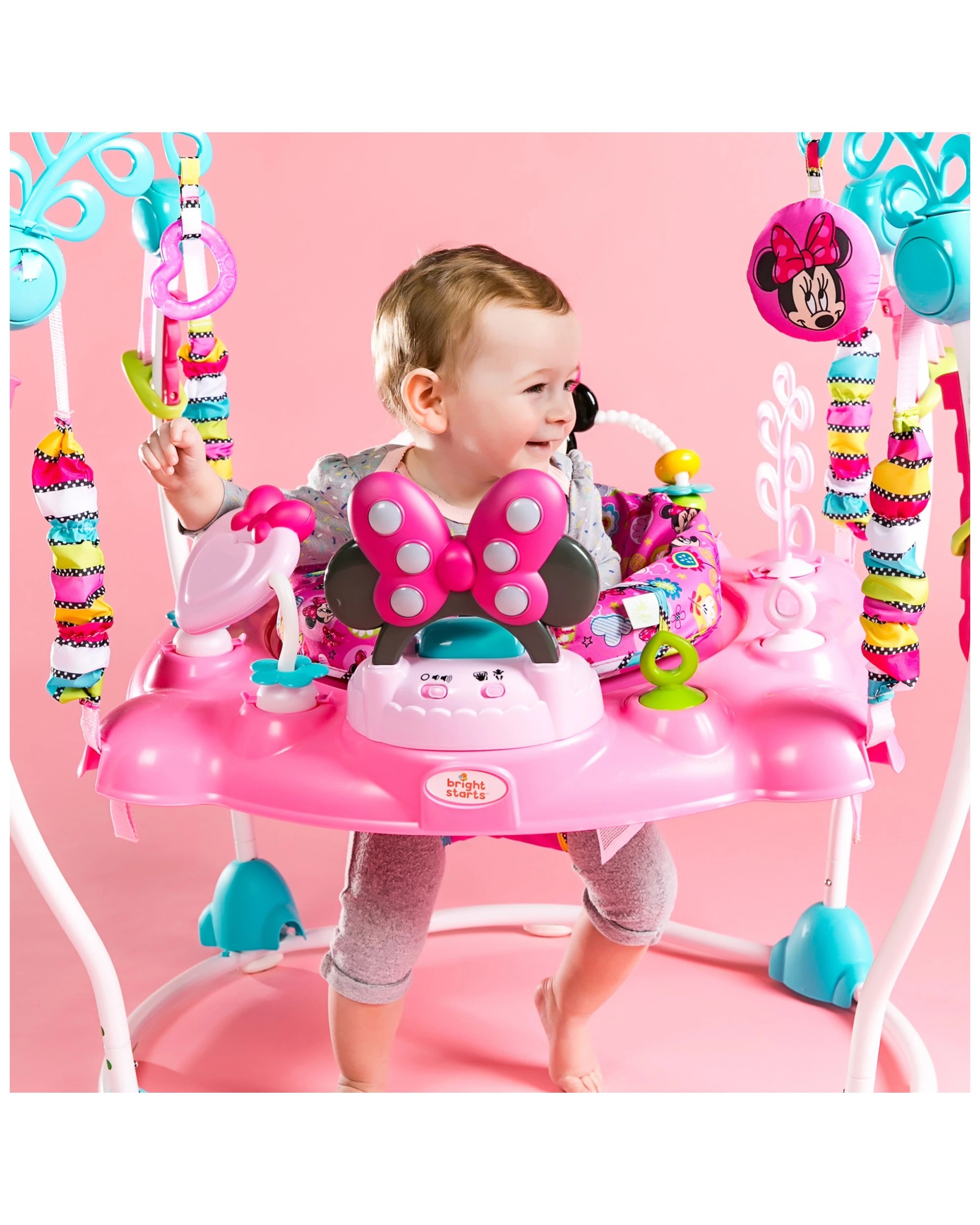 2 Bright Starts Minnie Mouse Baby Jumper Activity Centre Rotating Seat 6 Months - Multi, 2 of 9