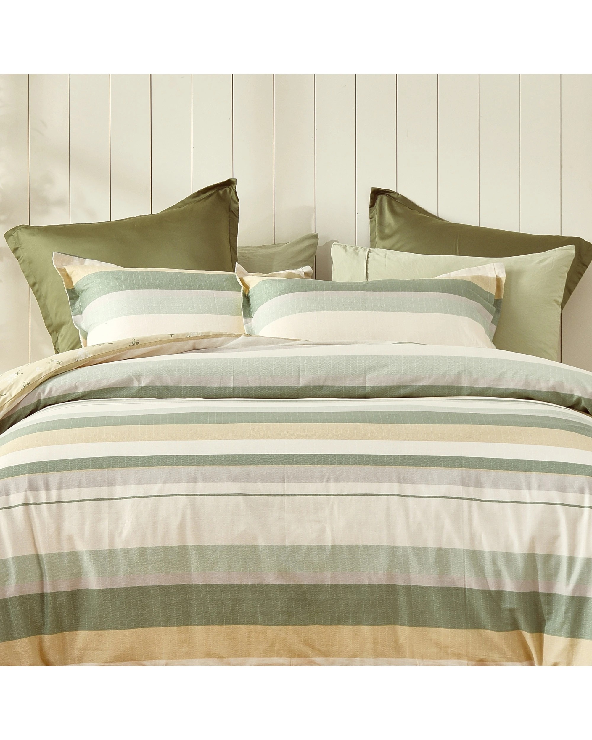 8 Dreamaker Otto 100% Cotton Reversible Quilt Cover Set - King Single Bed - Green, 8 of 8