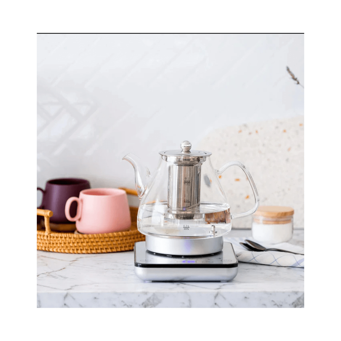 4 Healthy Choice Electric 800w 1.2l Digital Glass Kettle W/tea Infuser/keep Warm
 - Silver, 4 of 6