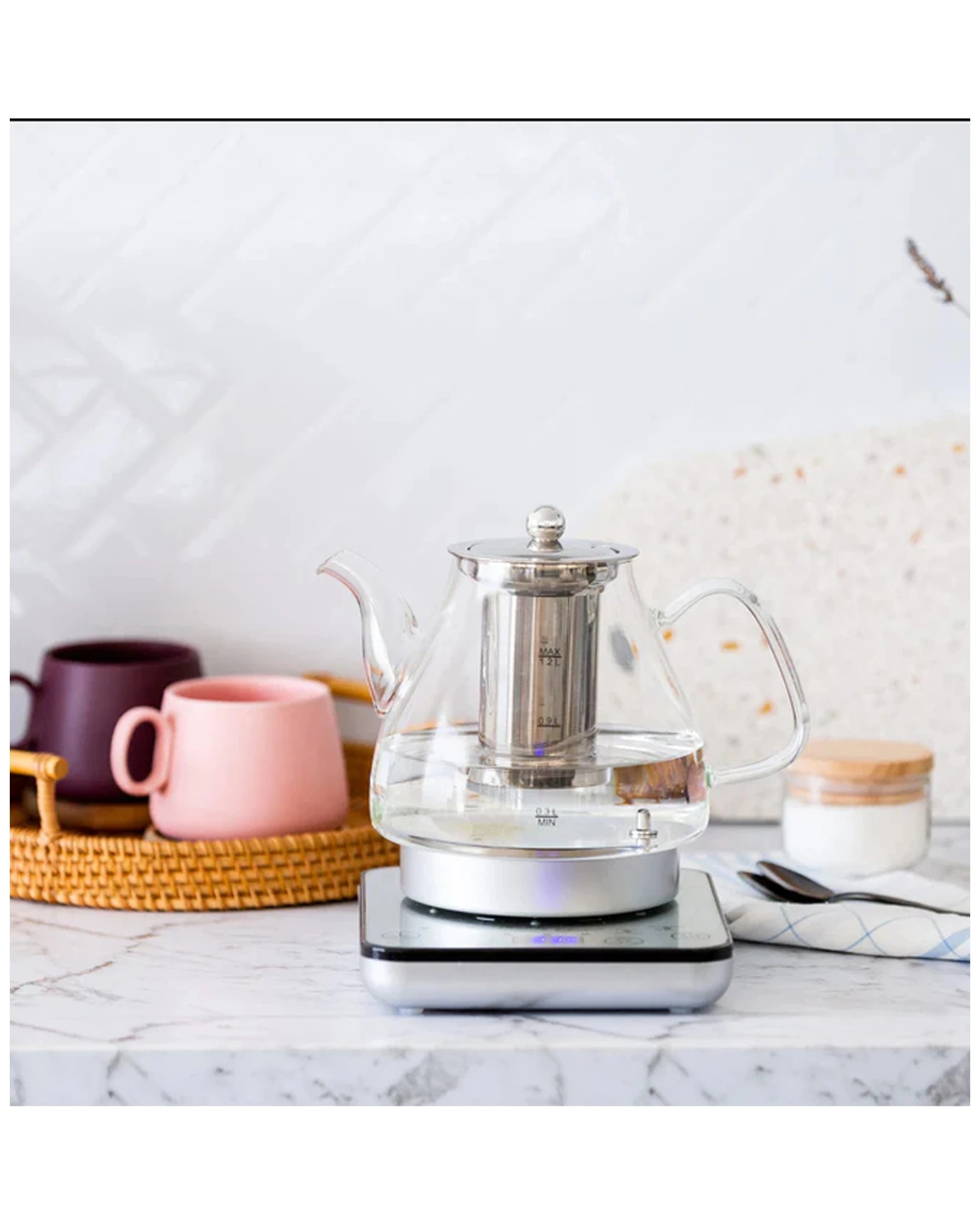 4 Healthy Choice Electric 800w 1.2l Digital Glass Kettle W/tea Infuser/keep Warm
 - Silver, 4 of 6