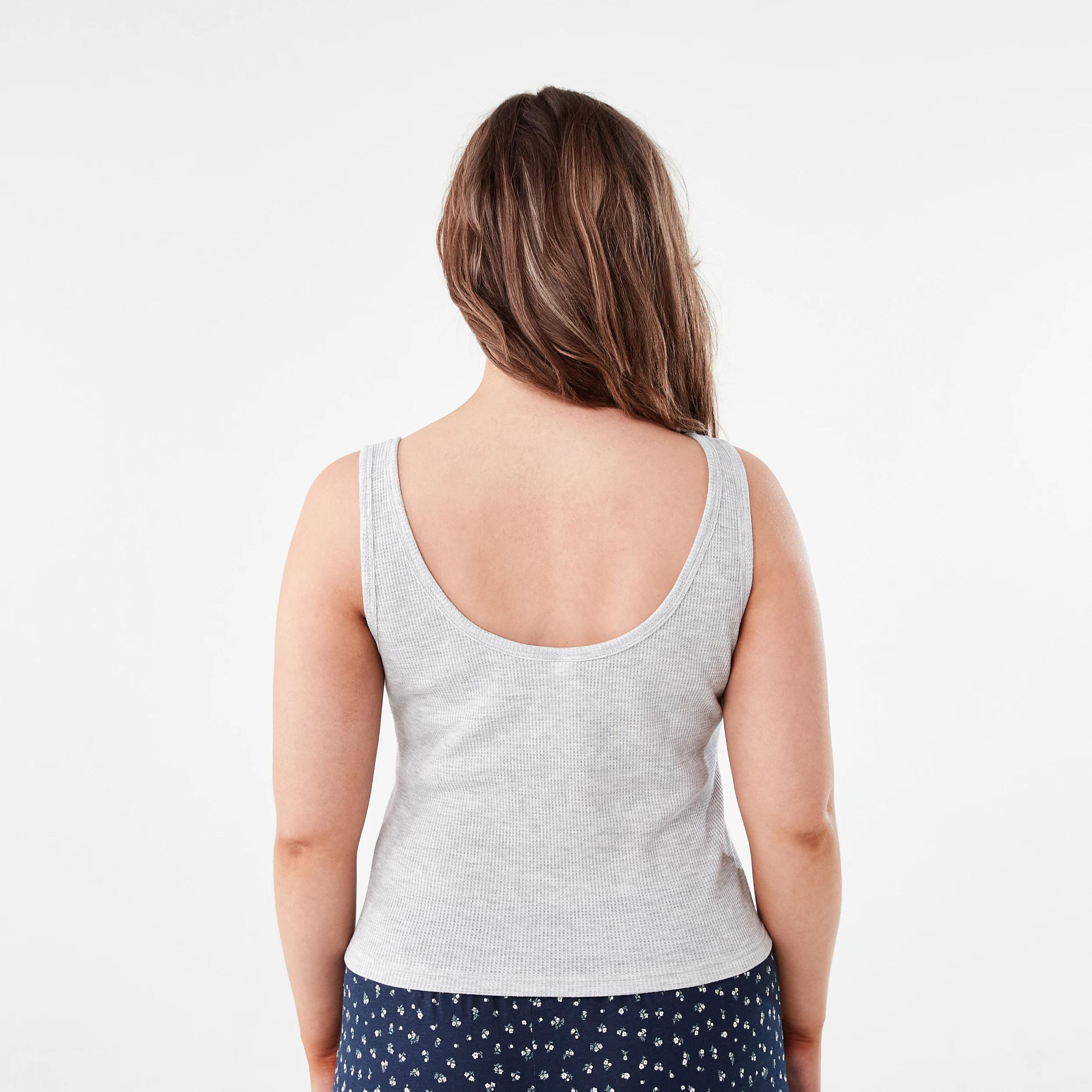 3 Sleeveless Waffle Henley Tank Top Slvr Marle, 3 of 5