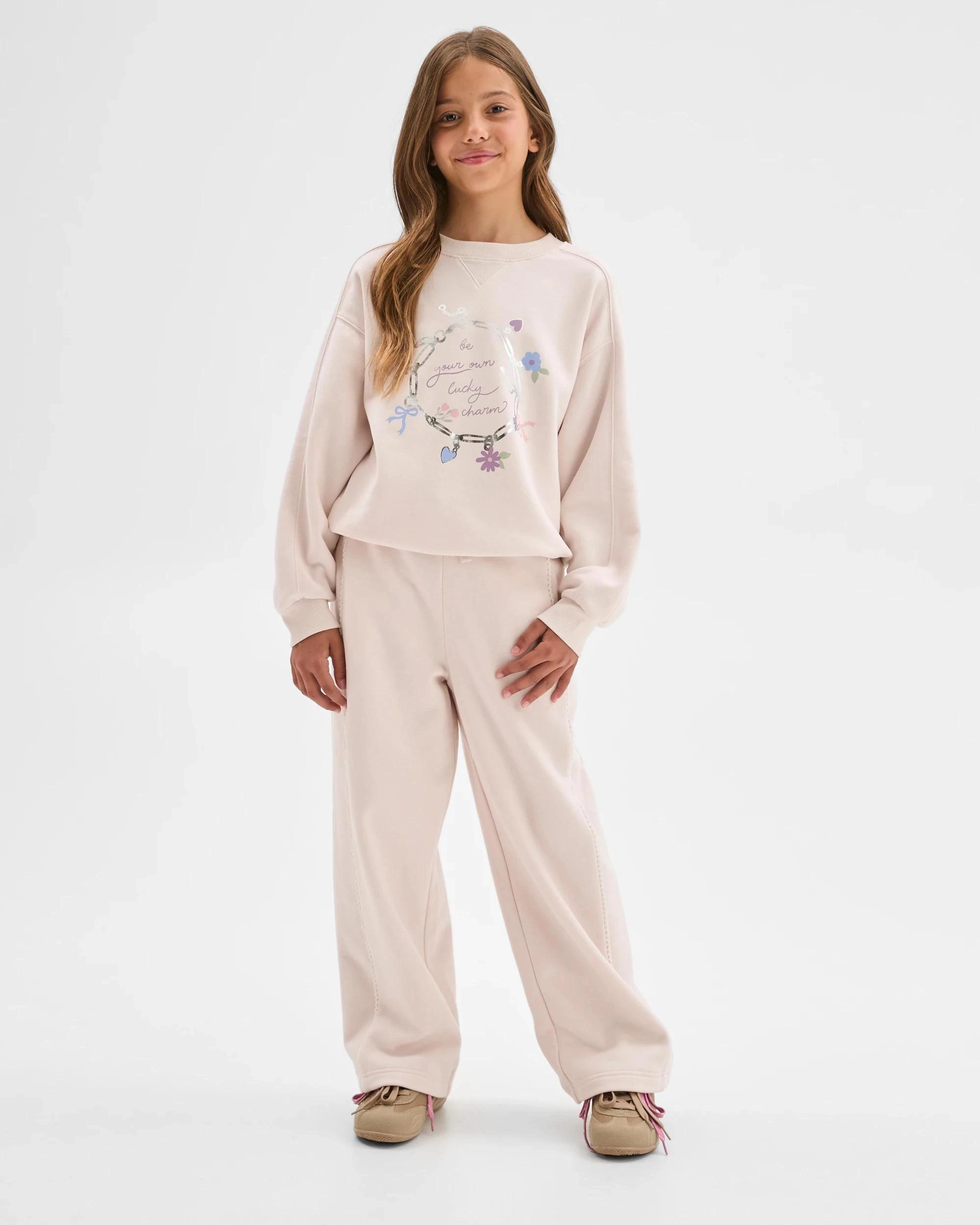 2 Target Kids Australian Cotton Blend Long Sleeve Fleece Top PASTEL PARCHMENT, 2 of 8