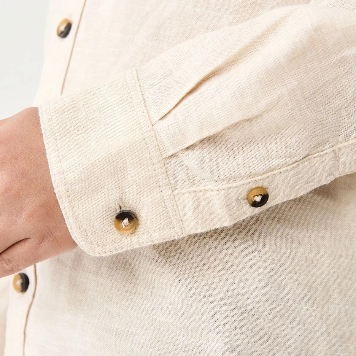 6 Long Sleeve Linen Shirt NATURAL LINEN, 6 of 8