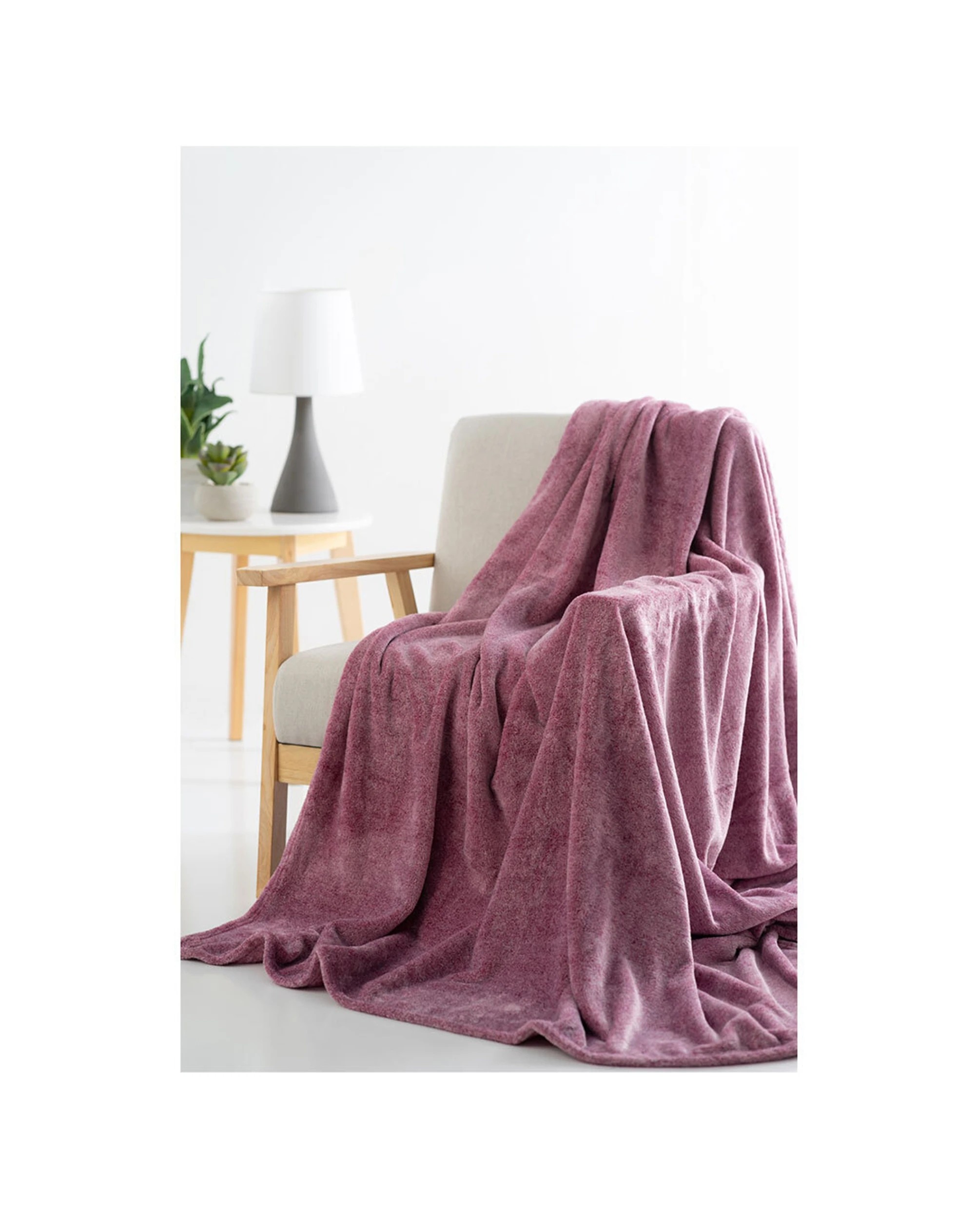 2 Jason Bed Melange 320GSM Blanket Super Soft Machine Washable - Pink, 2 of 4