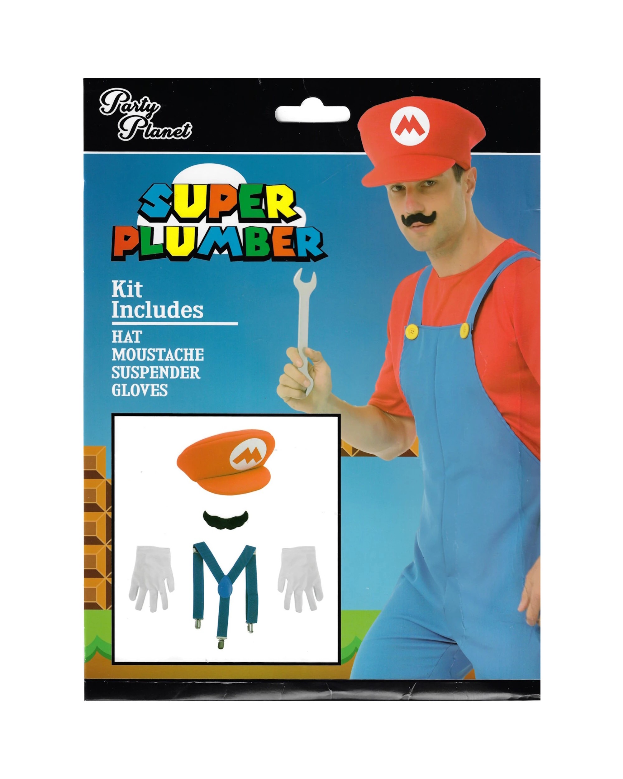 2 Party Planet Red Super Plumber Adult Costume Kit - Red, 2 of 3