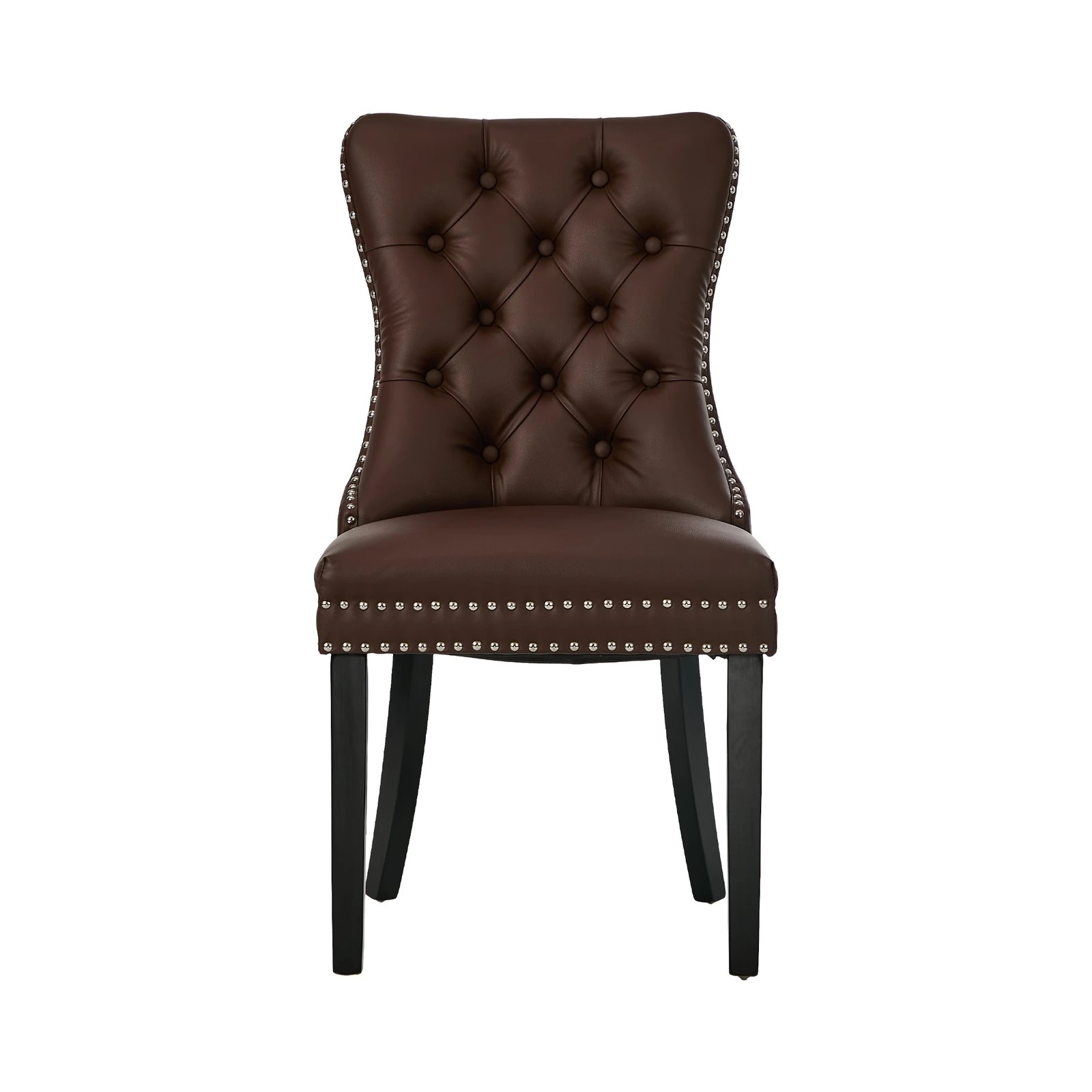8 Oikiture 4x Dining Chairs Upholstered French Provincial Tufted PU Leather - Brown, 8 of 10