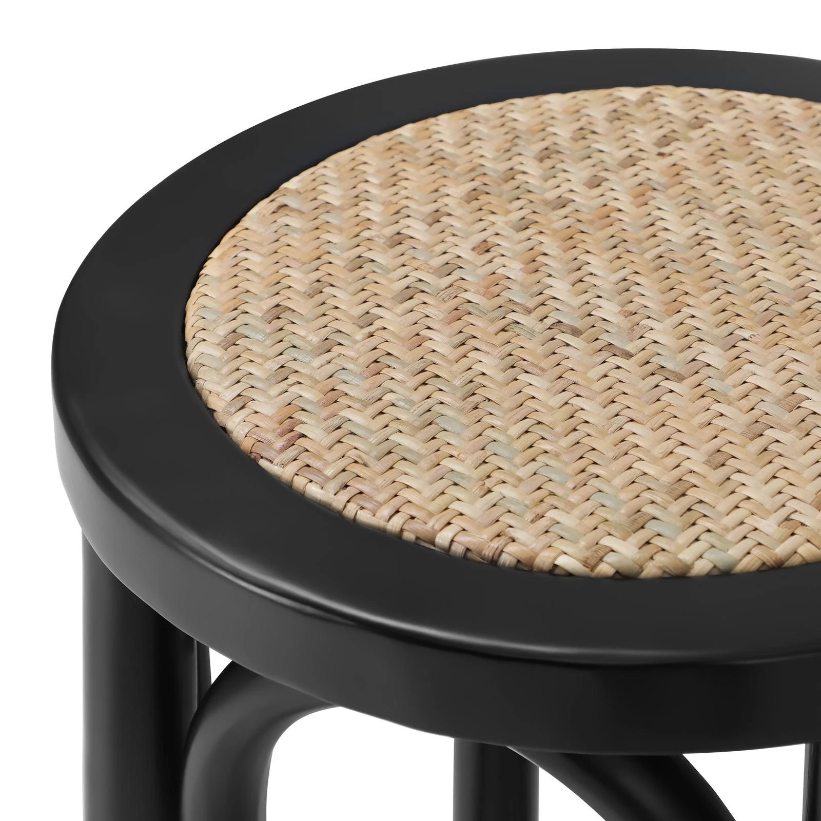 8 Oikiture Set Of 4 Bar Stools Kitchen Vintage Dining Chair Rattan Seat
 - Black, 8 of 10