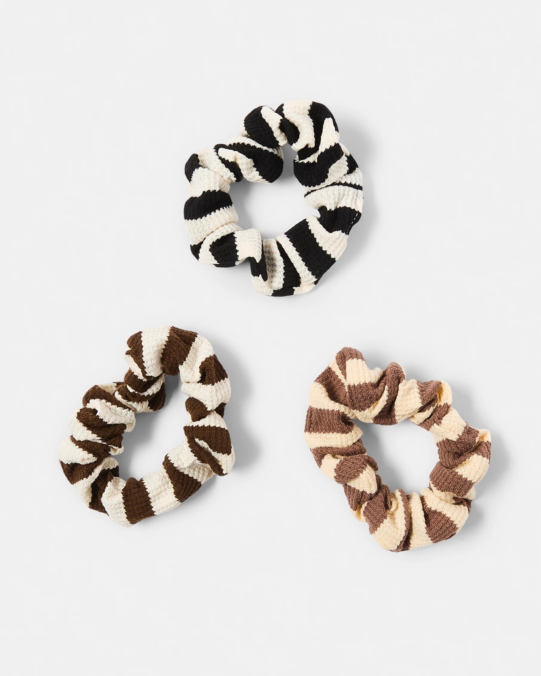 2 3 Pack Neutral Stripe Scrunchies, 2 of 5