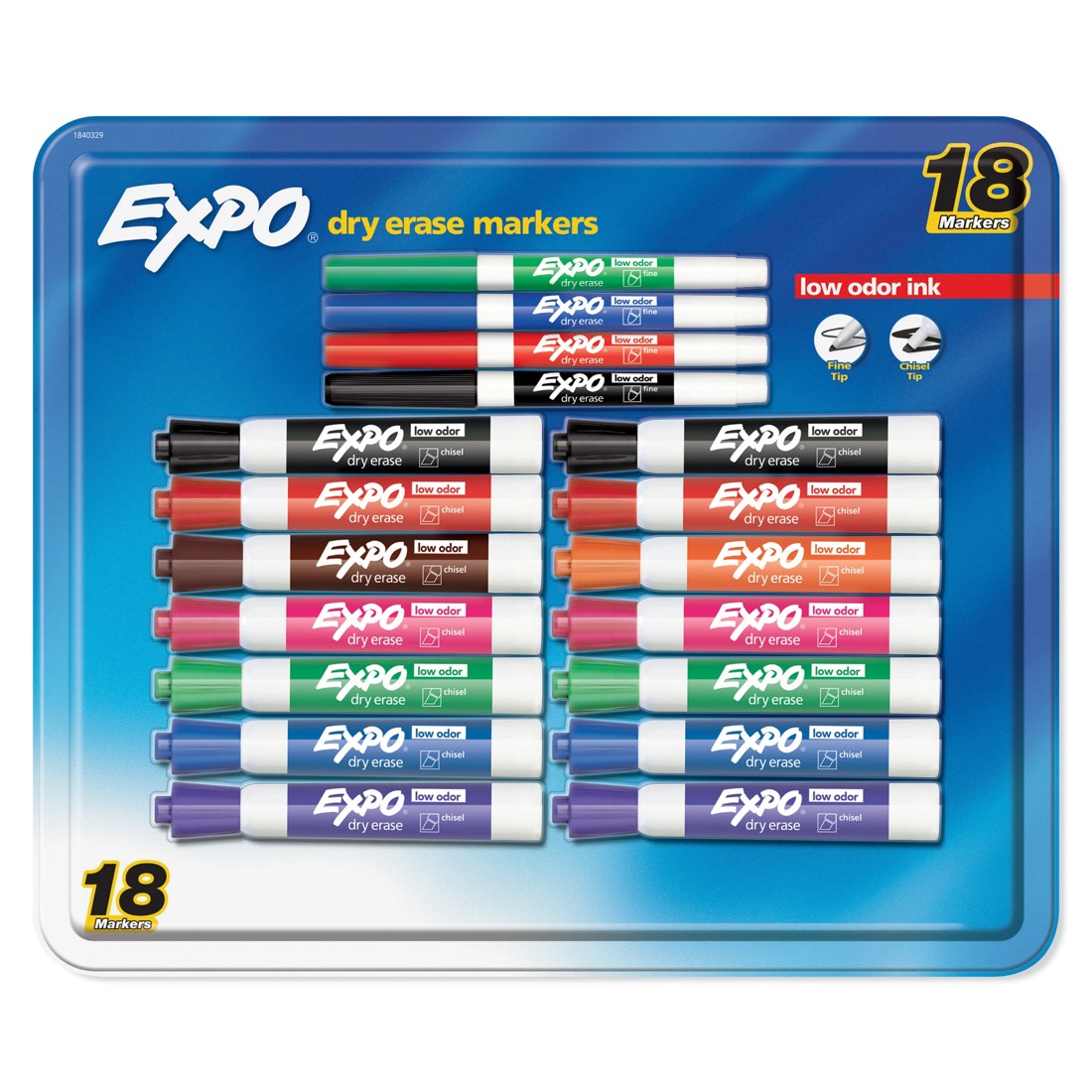 1 18 Pack Expo Low Odour Fine and Chisel Tip Dry Erase Markers, 1 of 8