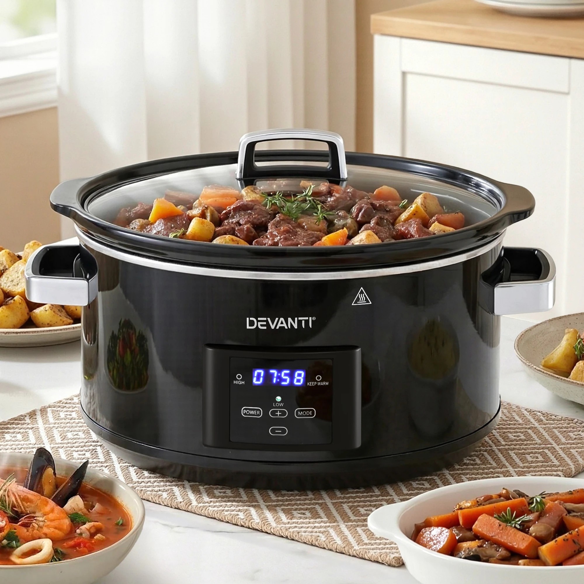 9 Devanti 8L Slow Cooker Electric Multi Cooker with 3 Heat Settings and Keep Warm - Black, 9 of 9