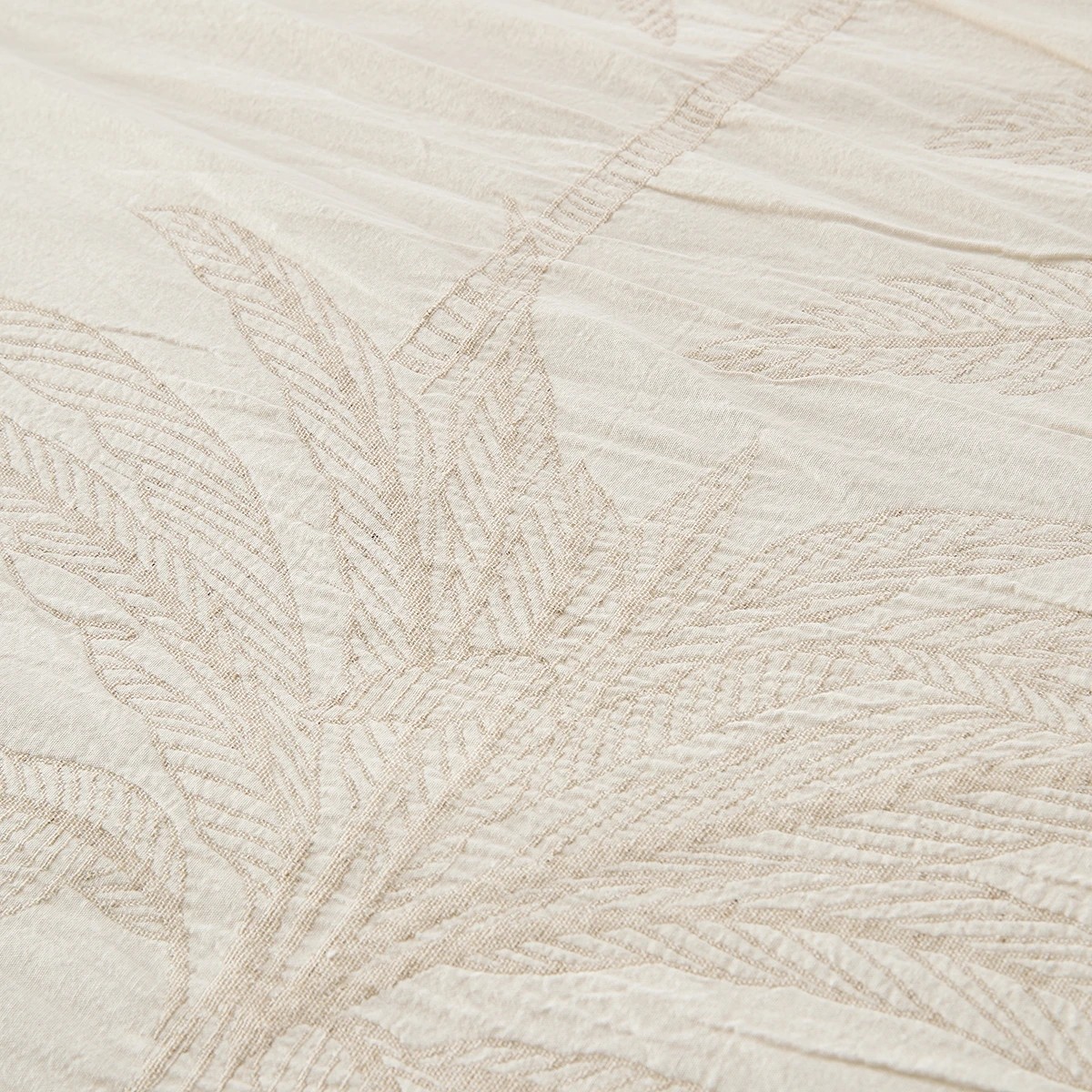 6 Palm Cotton Linen Quilt Cover Set - Queen Bed, Beige, 6 of 6