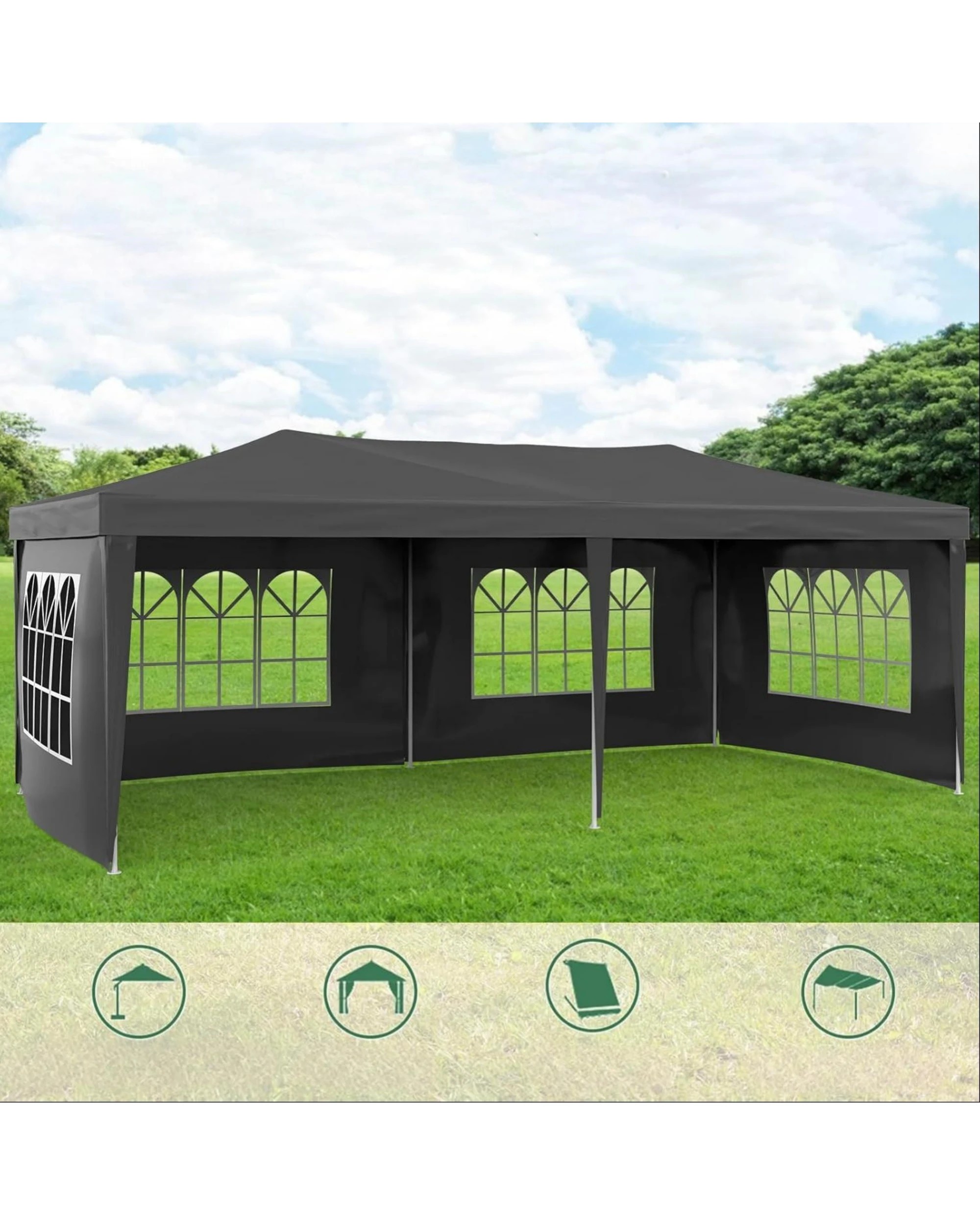 5 Advwin 3x6m Marquee Gazebo Outdoor Wedding Canopy Tent 4 Sidewalls - Grey, 5 of 8