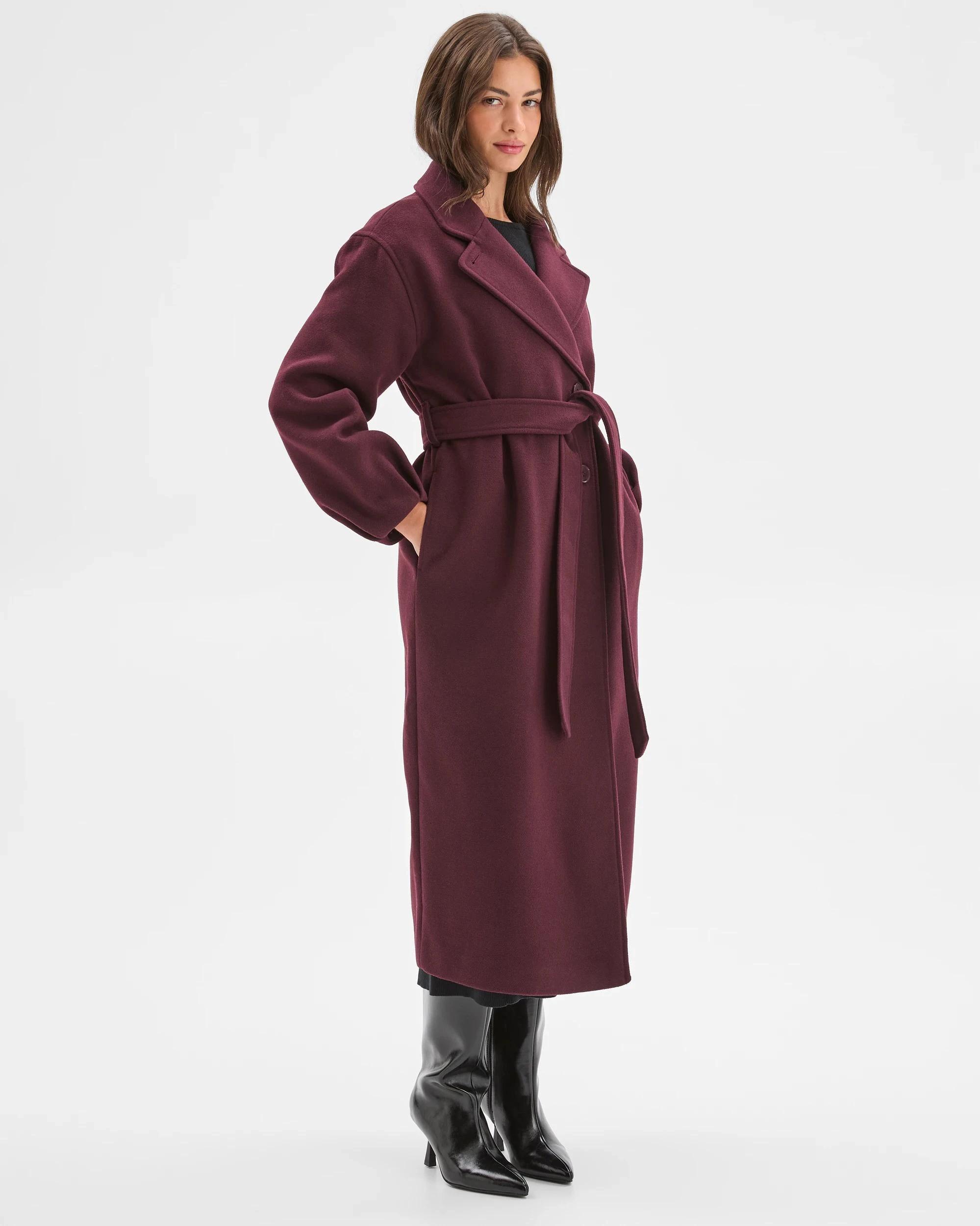 4 Target Petites Petites Long Sleeve Wrap Coat PINOT BURGUNDY, 4 of 7