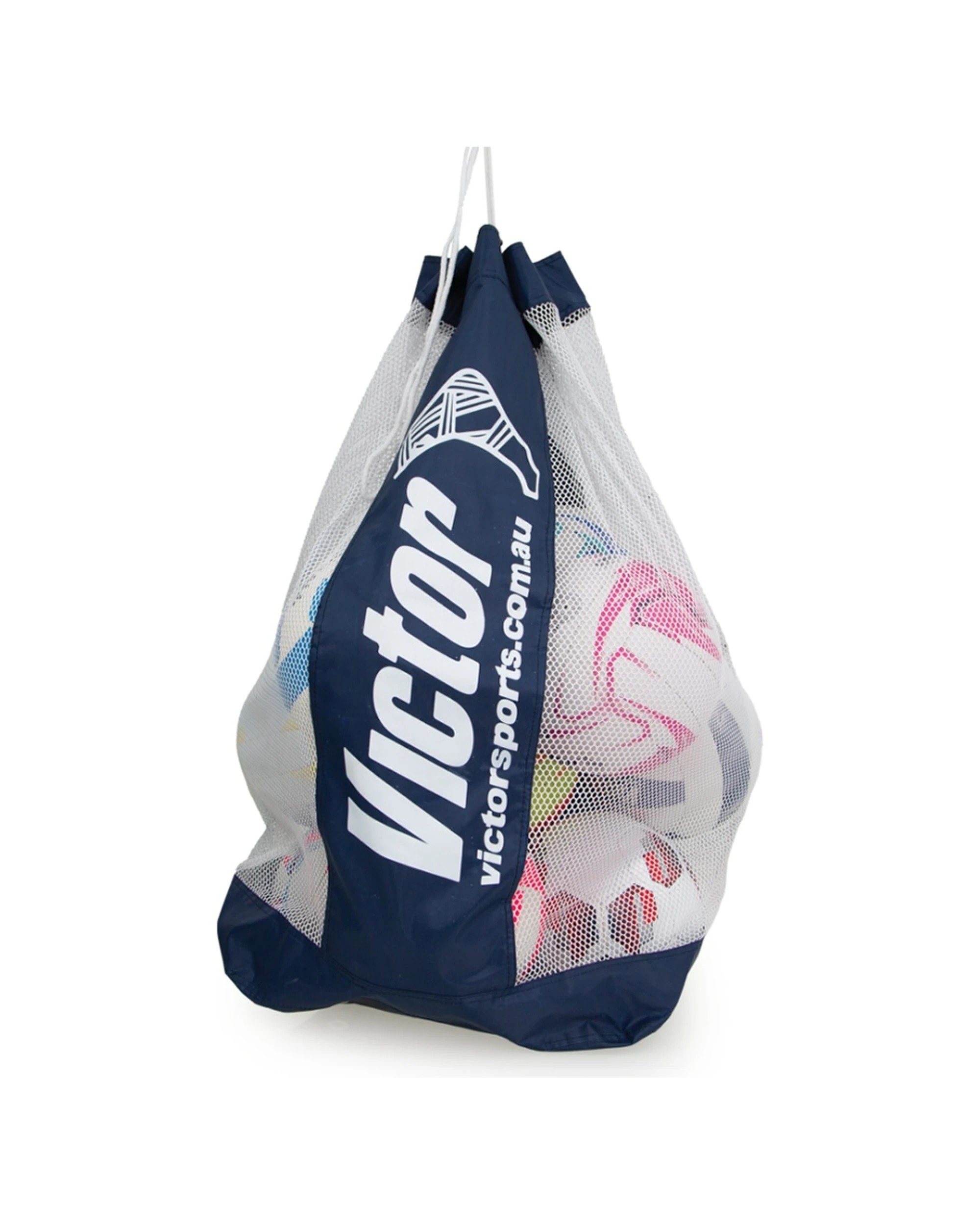 1 Victor Sports Mesh Ball Bag Pro Holds 18 Size 5 Balls With Drawstring Closing - Multi, 1 of 2