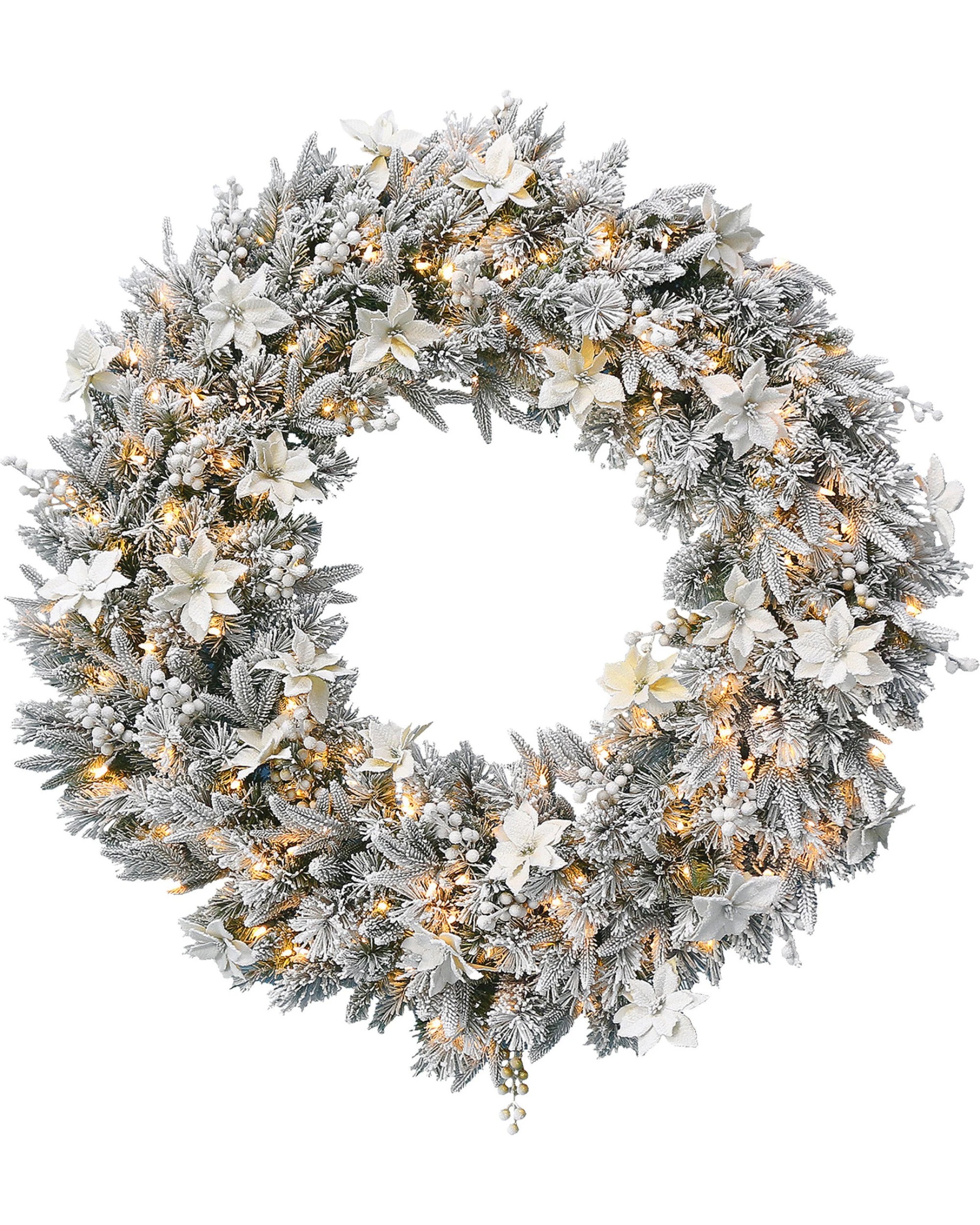 1 National Tree Company Frosted Colonial Pre-lit Christmas Wreath - 122cm, 1 of 7