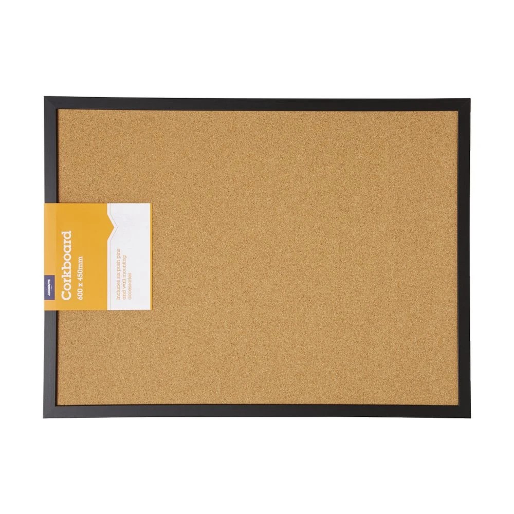 2 J.Burrows Cork Board 600 x 450mm Black, 2 of 3