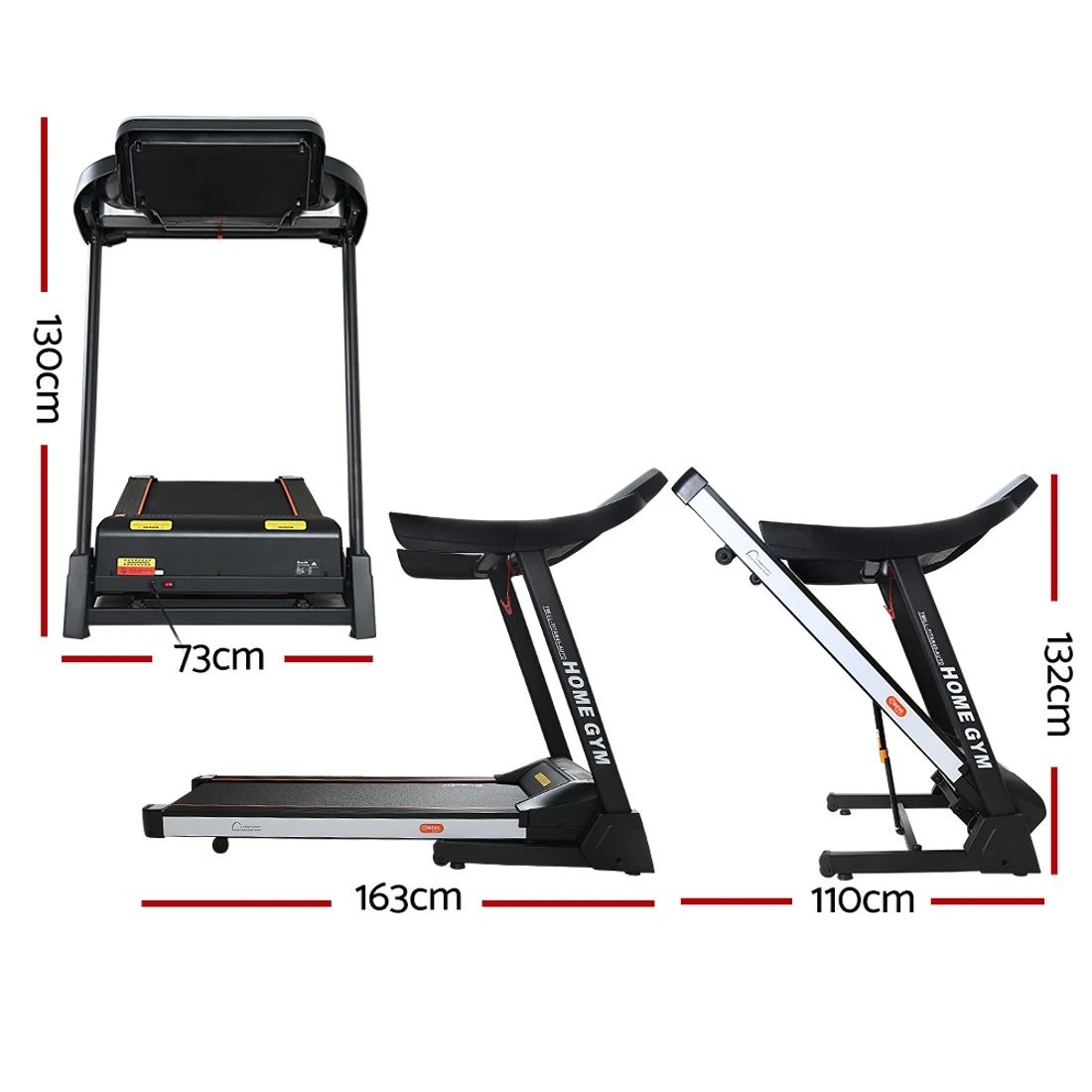 2 Everfit Treadmill Electric Auto Level Incline Home Gym Fitness Exercise 450mm - Black, 2 of 7
