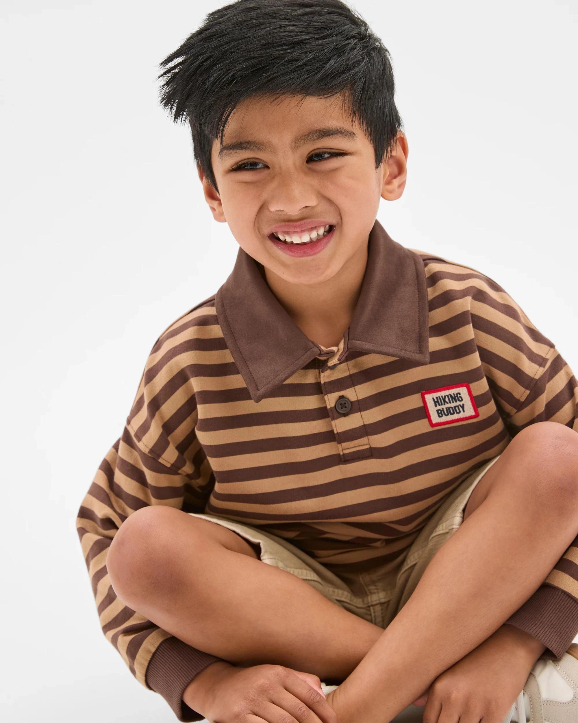 2 Target Kids Australian Cotton Rugby Top BROWN STRIPE, 2 of 7