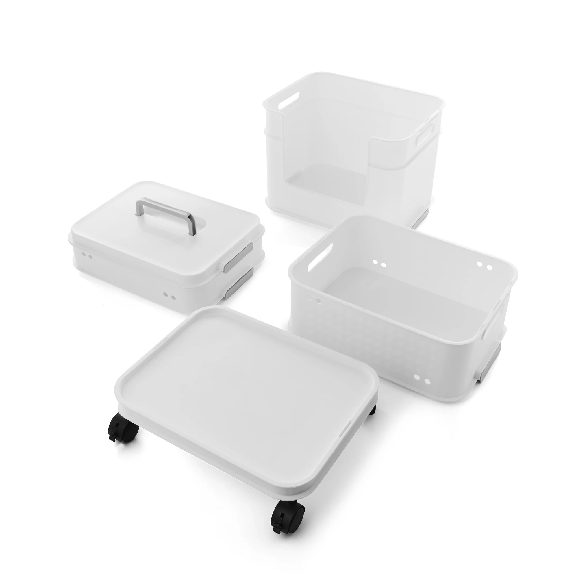 9 5 Piece Plastic Stackable Trolley - White, 9 of 10