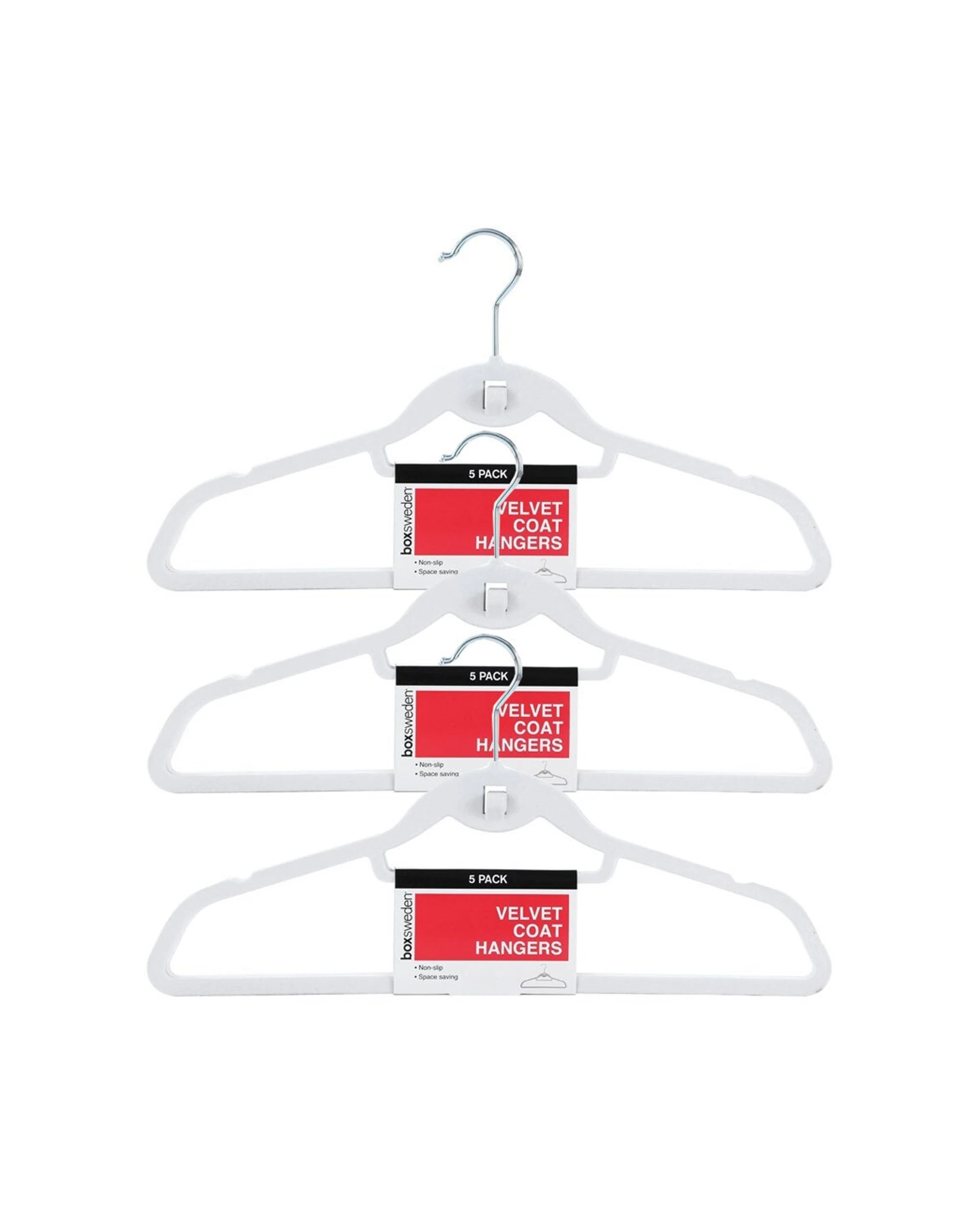 1 Boxsweden 15PK Velvet Hangers 44.5cm Non-Slip Space Saving Durable - White, 1 of 4